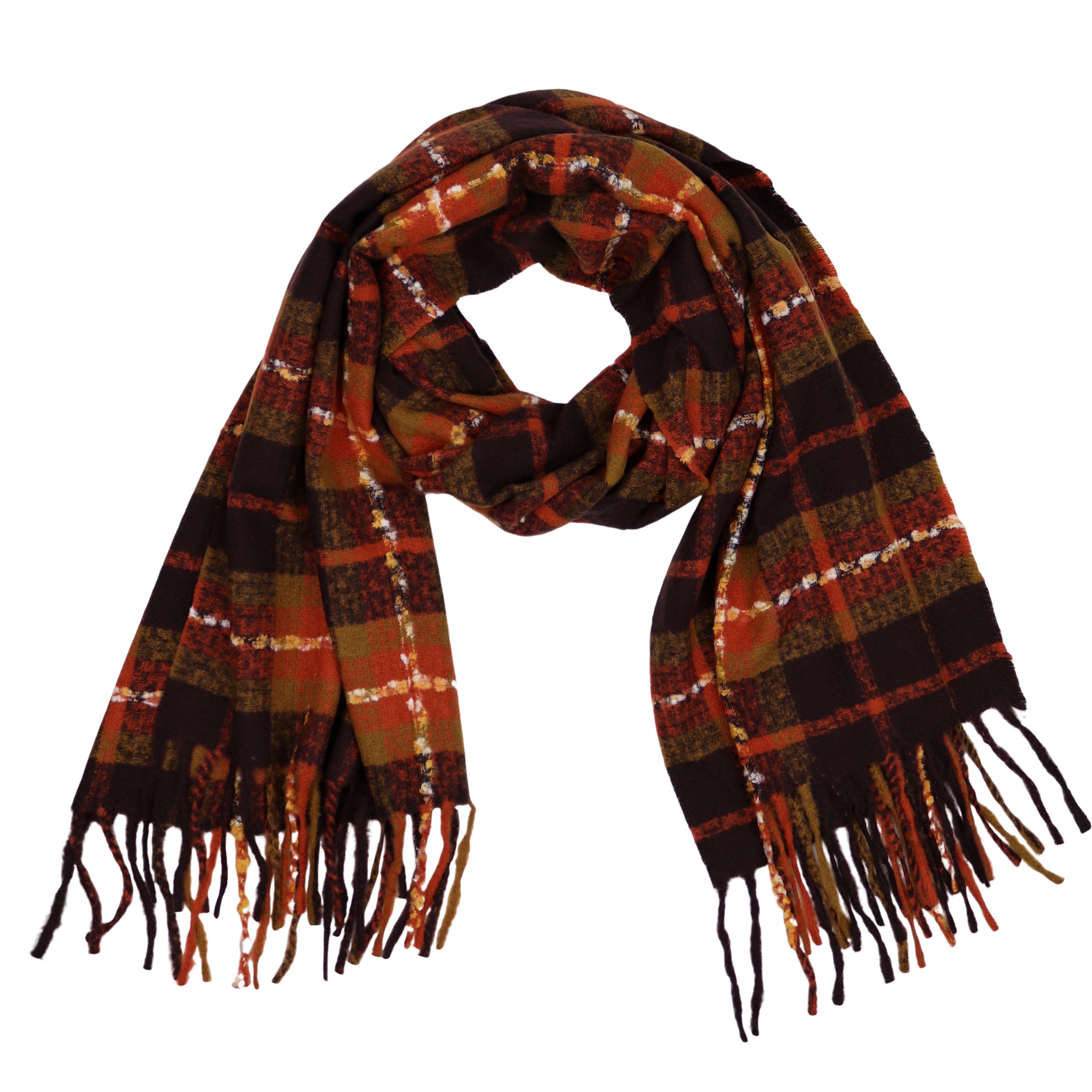 MIRROSI Modeschal weicher und warmer Schal Karo Kariert Muster mit Fransen, günstig online kaufen