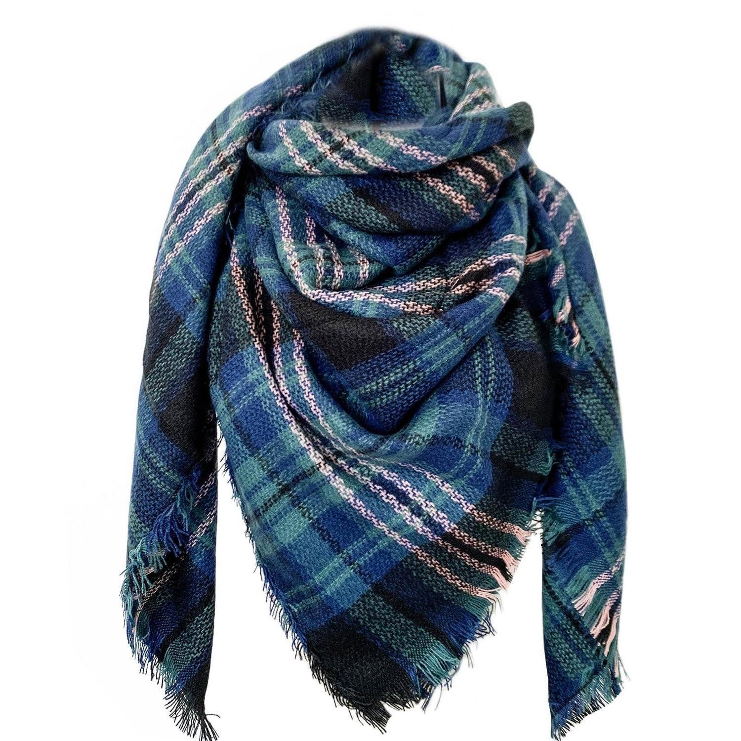 LuxusKollektion Karotuch Schal Tartan Plaid Blau kuschelweich