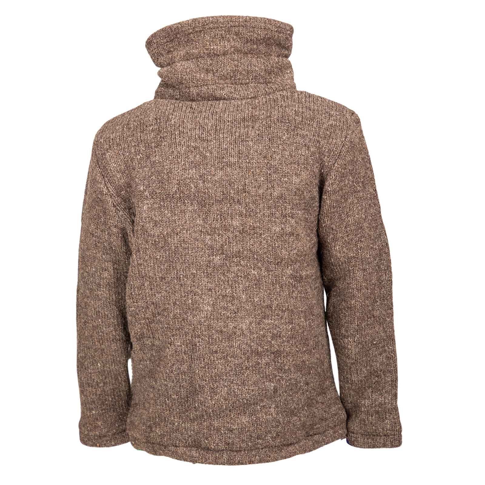 KUNST UND MAGIE Strickjacke Klassische Strickjacke Wolle Jacke mit Hochkragen Fleecefutter