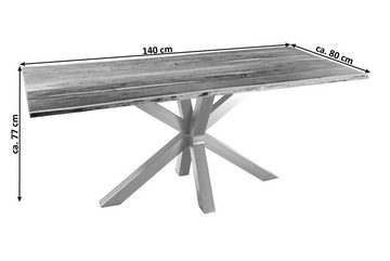 SAM® Baumkantentisch Spider, Akazienholz massiv, nussbaumfarben, echte Baumkante, Tischplatte 26 mm