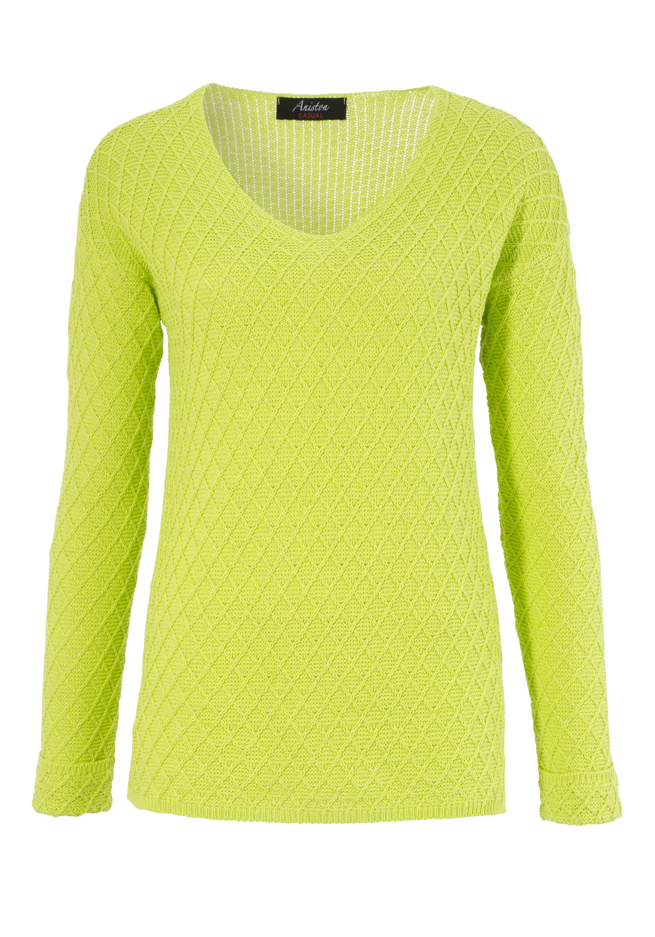 limone CASUAL V-Ausschnitt-Pullover Aniston im Mustermix trendigen