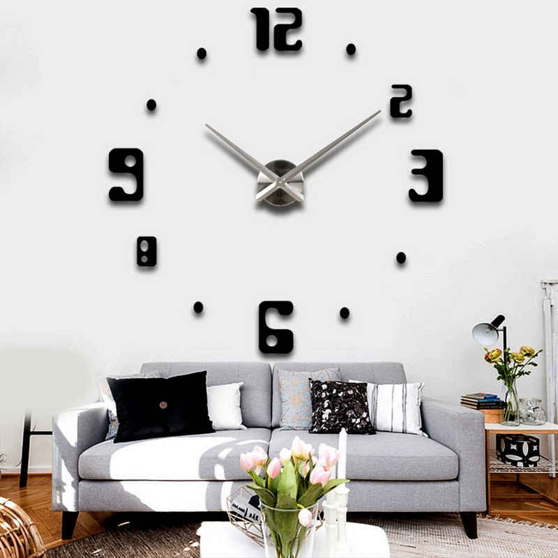 AUKUU Wanduhr Wohnzimmer Wohnzimmer große Wanduhr minimalistische DIY (kreative Uhr Spiegel Wandaufkleber hängende Uhr)