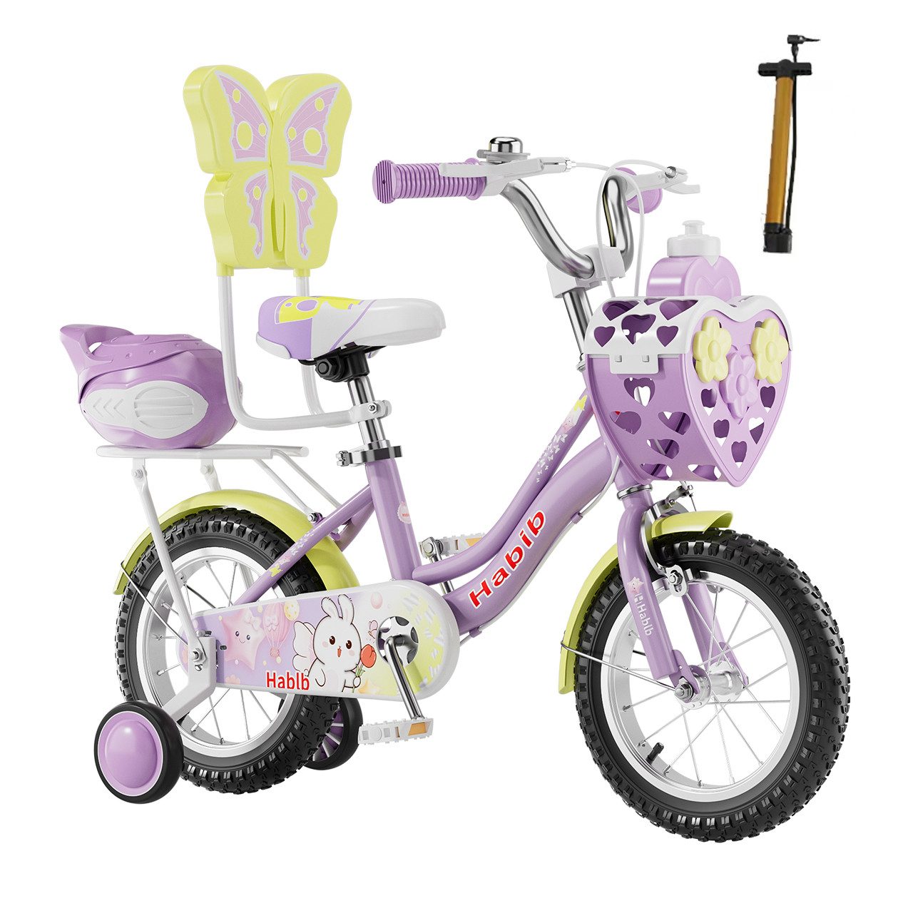 Habib Gruppe Kinderfahrrad Prinzessin Mädchen 12 14 16 Zoll ab 3 Jahre, Kinderfahrrad Mädchen ab 3 Jahre im Prinzessin-Design
