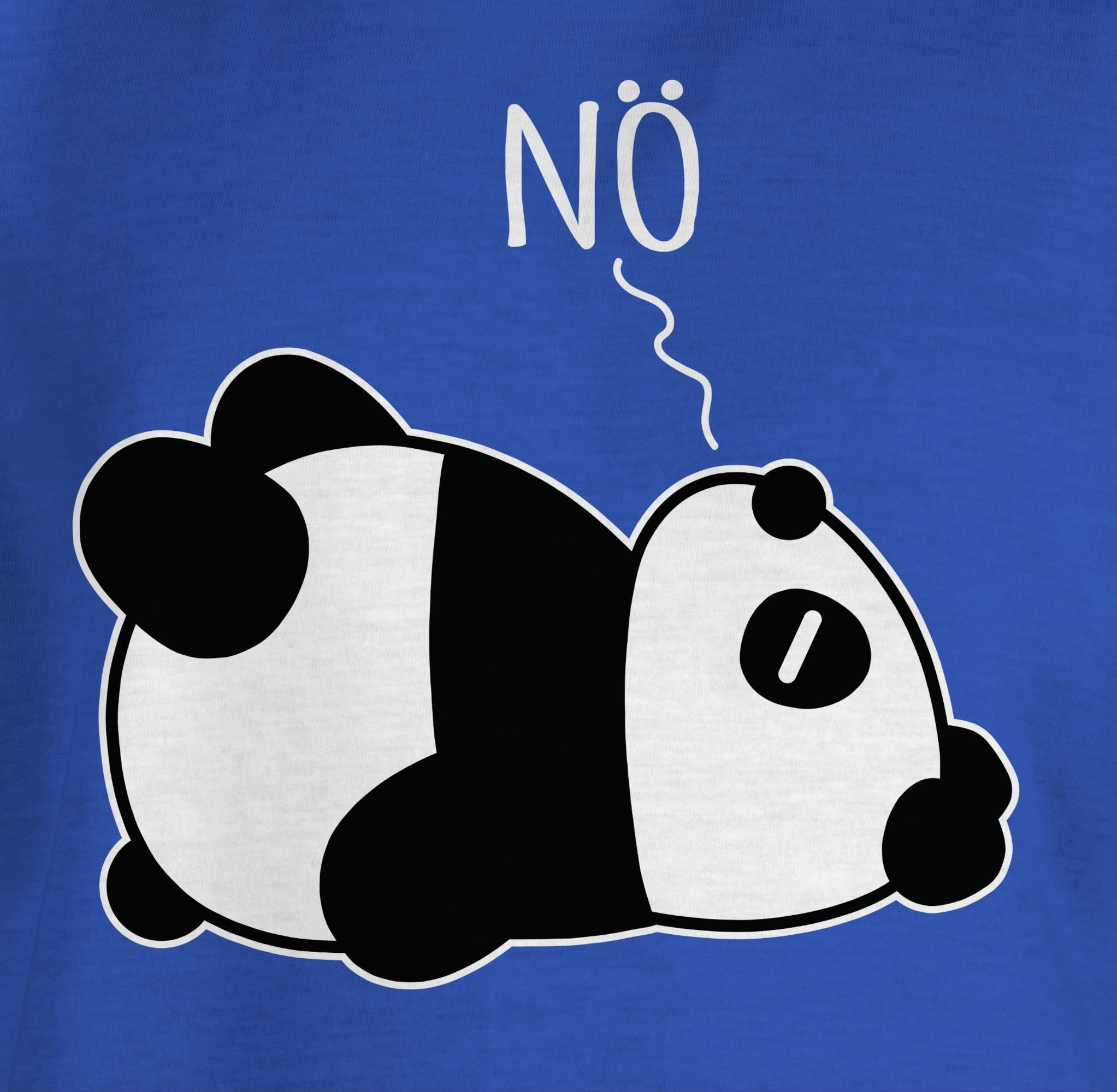 T-Shirt 2 Kinder Statement Panda weiß Sprüche - - Royalblau Shirtracer Nö