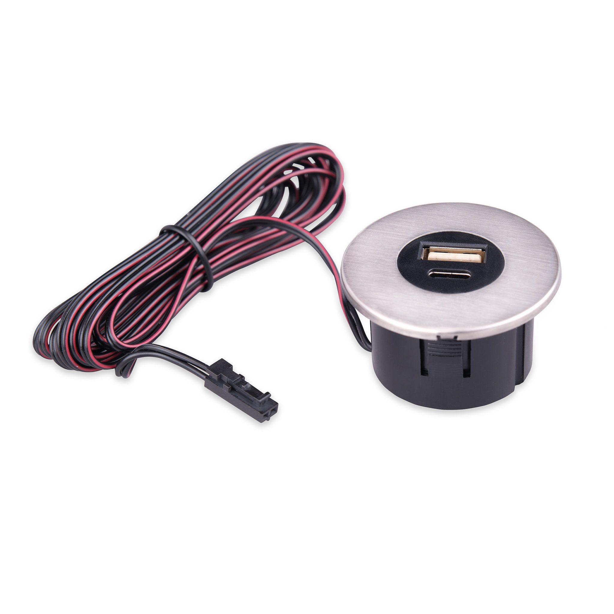 kalb Einbau USB-Hub 2 in 1 USB und USB-C, für Möbeleinbau, 12V USB-Ladegerät