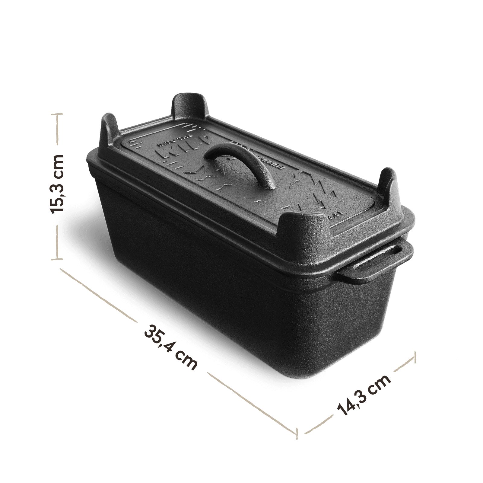 BURNHARD® Grilltopf Gusseisen Kastenform mit Deckel 3,5 l, Gusseisen