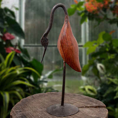 Antikas Dekofigur Vogelfigur, S, Gartenfigur, Metallfigur, Kranich, Tierfiguren, - 25 cm