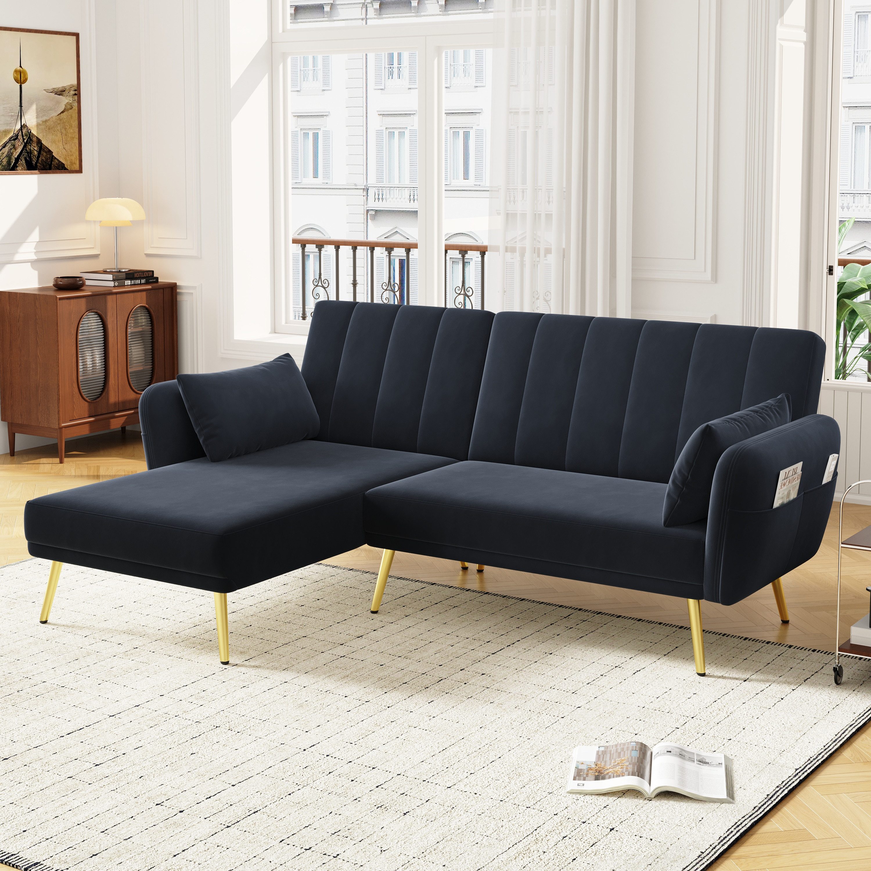 TavilaEcon Ecksofa Multifunktionales L-förmiges Sofa, Klappsofa mit Schlaff günstig online kaufen