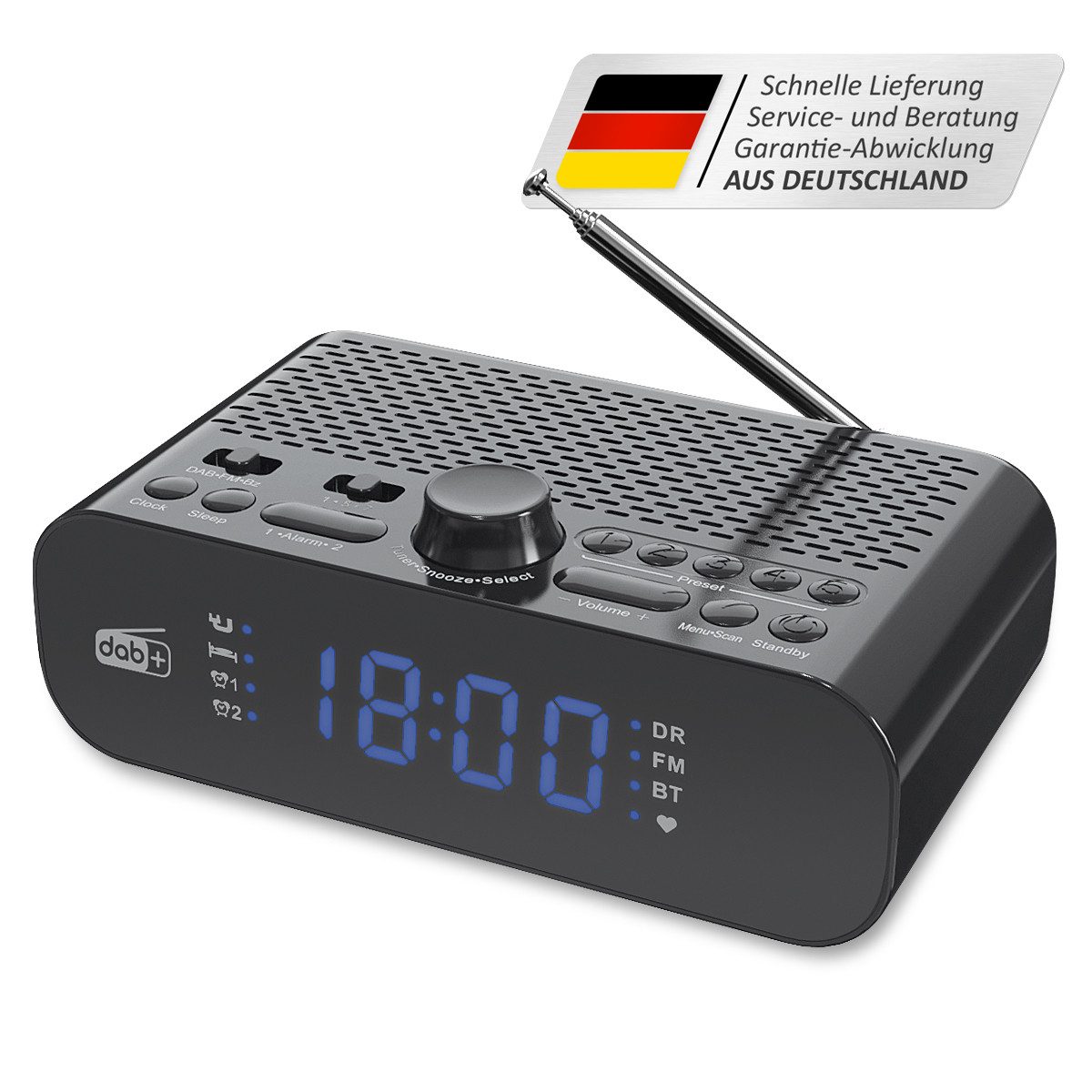 fontastic Dablo Radiowecker DAB Plus und FM, Funk-Wecker digital Radio Digitalradio (DAB) (Digitalradio (DAB)