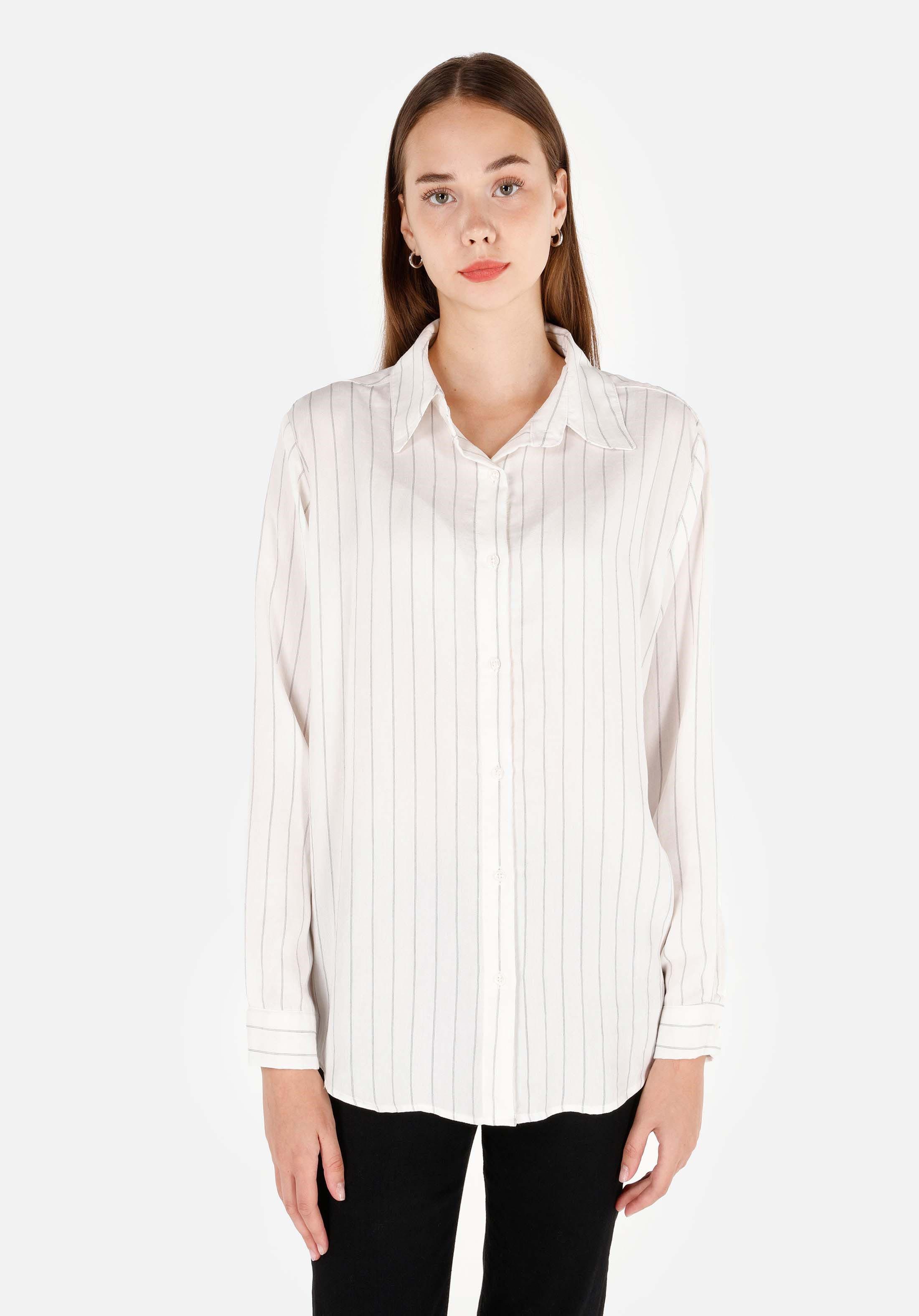 Colins T-Shirt Colins Regular Fit Shirt Neck Striped Damen Langarmshirt