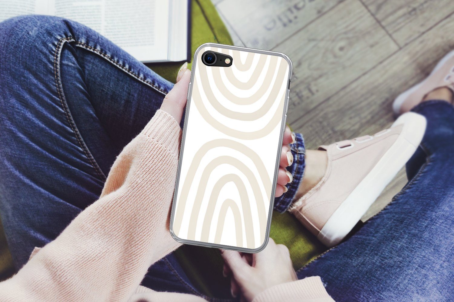 MuchoWow Handyhülle für Apple iPhone 7 Regenbogen - Pastell - Design - Abstrakt, Smartphone-Bumper, Print, Handy Schutzhülle Dünn