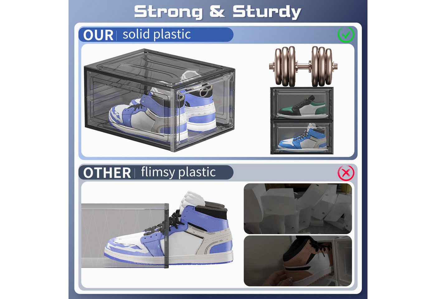 Thumbnail - POPOLIC Schuhkiste Schuhbox Schuh-Organizer, Stapelbare Schuhaufbewahrungsbox (Organizer für Sneaker, Stiefel & Schuhe, ...