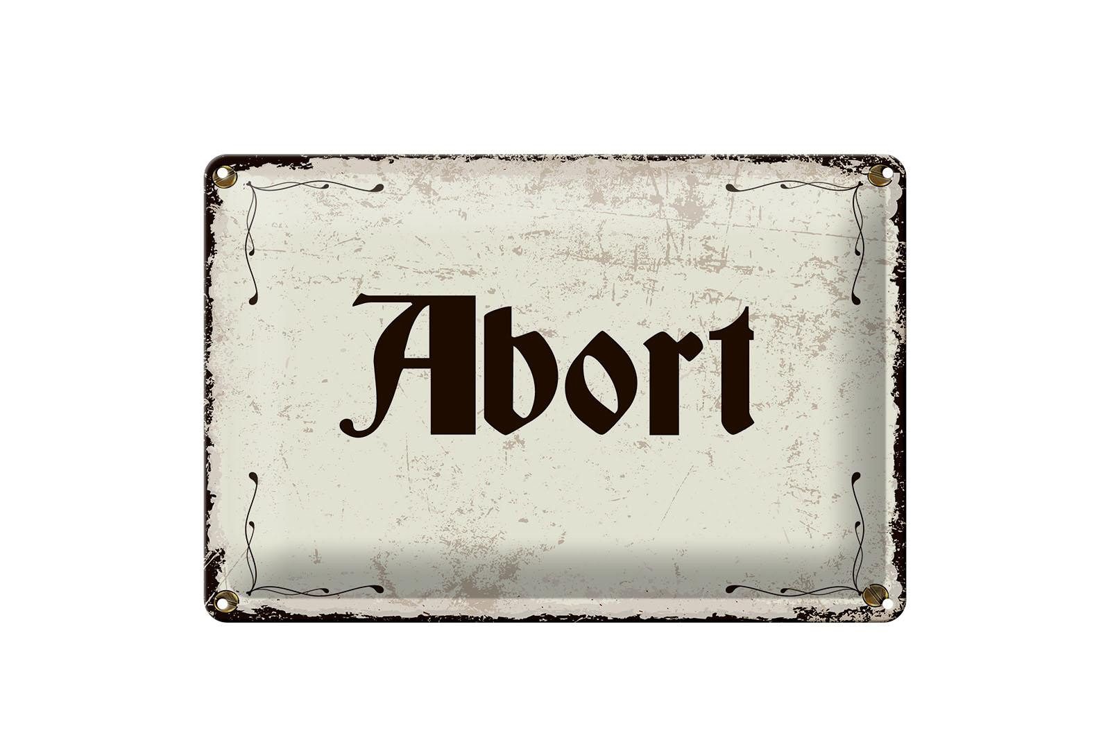 Femer GmbH Metallschild Hinweis 20x30 cm Abort nostalgisches Toiletten, (1 St), gewölbte Oberfläche, abgerundete Ecken, umgeschlagene Kanten