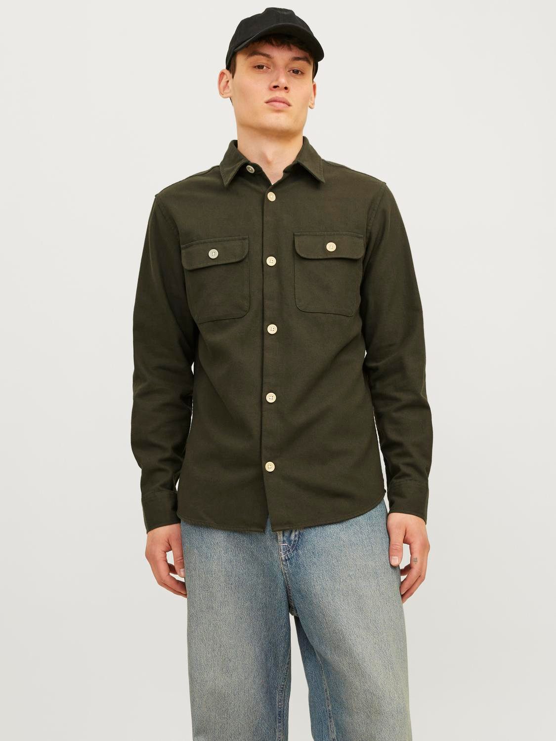 Langarmhemd JJEDARREN OVERSHIRT LS NOOS