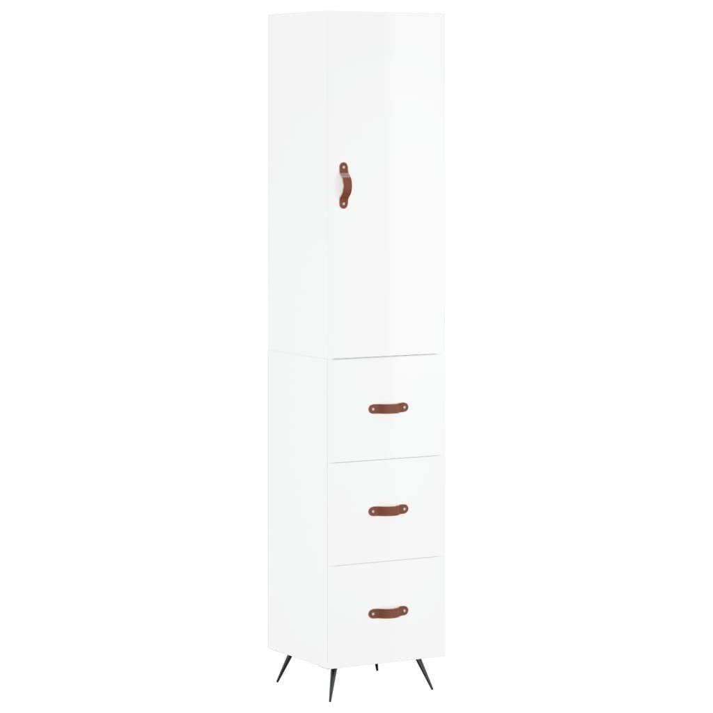 vidaXL Highboard Highboard Hochglanz-Weiß 34,5x34x180 cm Holzwerkstoff (1 St)