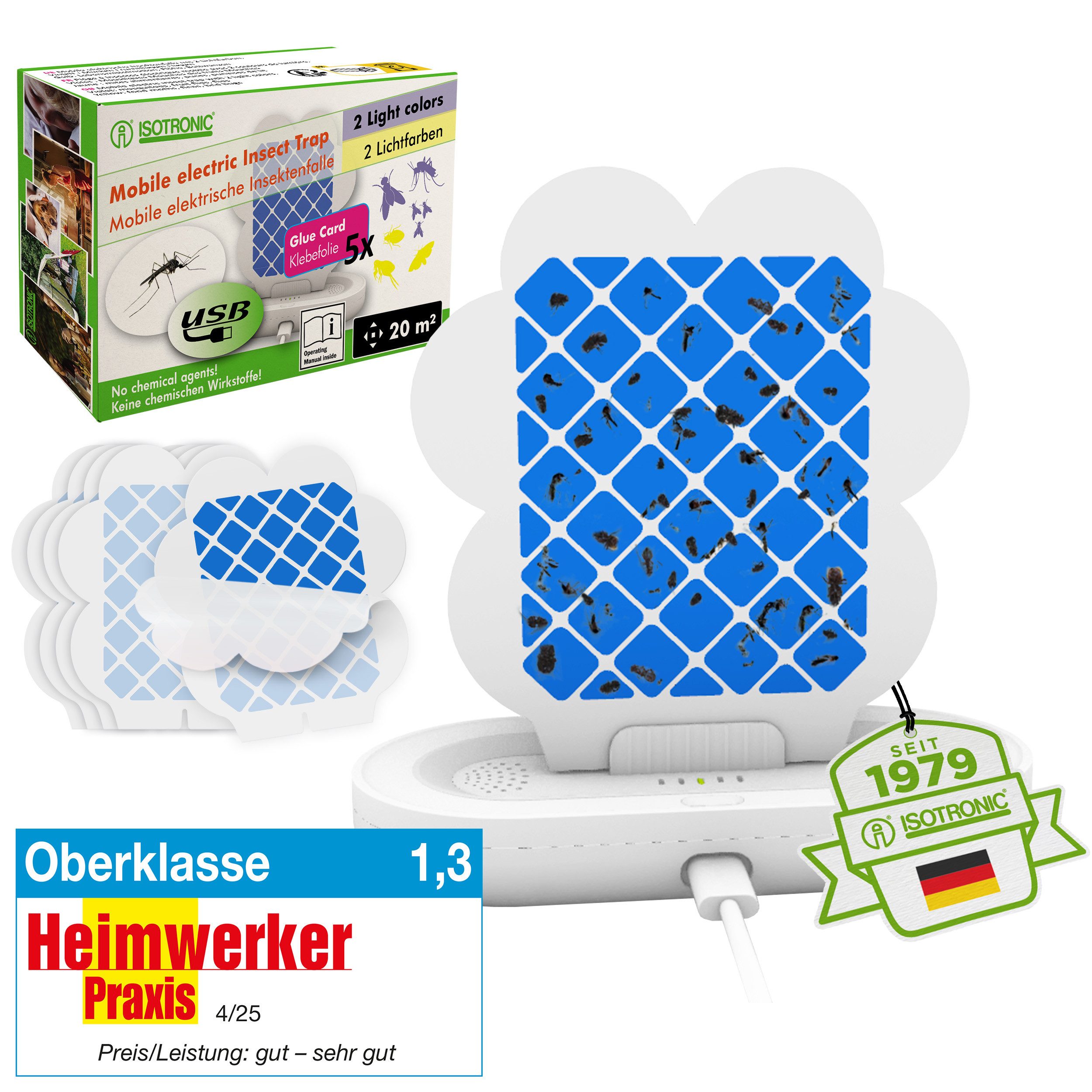 ISOTRONIC Klebefalle Isotronic Mobile Insektenfalle mit UV-Licht