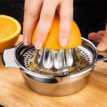 yozhiqu Obstpresse Zitruspresse mit Behälter, Orangenpresse, Edelstahl-Zitronenpresse, praktischem Behälter für müheloses Pressen von Zitronen und Orangen