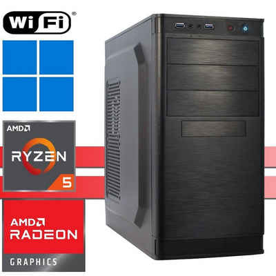 X-HARDWARE Computer 5600G, 64GB RAM, Vega Grafik, 500GB NVMe SSD + bis zu 4TB HDD Business-PC (AMD Ryzen 5 5600G, AMD Radeon Graphics (iGPU), 64 GB RAM, 2000 GB HDD, 500 GB SSD, Luftkühlung, Windows 11 Professional, WiFi)