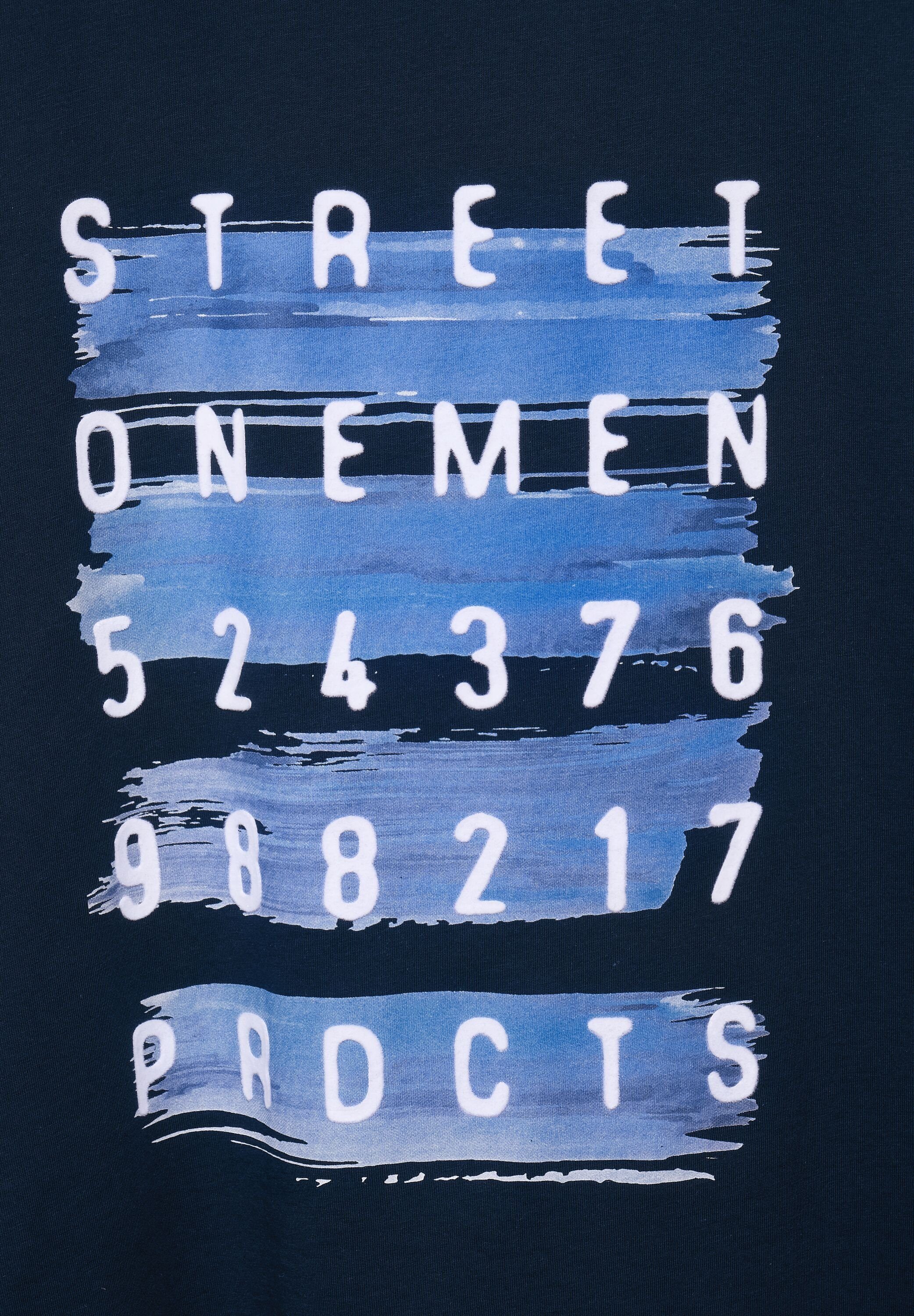 STREET navy Rundhalsshirt mit ONE blue Wordingprint MEN