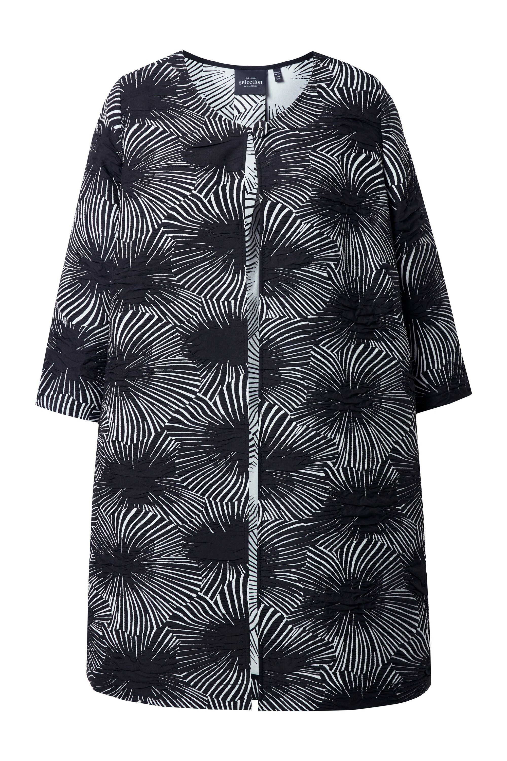Blusenjacke Jacquard-Jacke A-Linie Rundhals 3/4-Arm