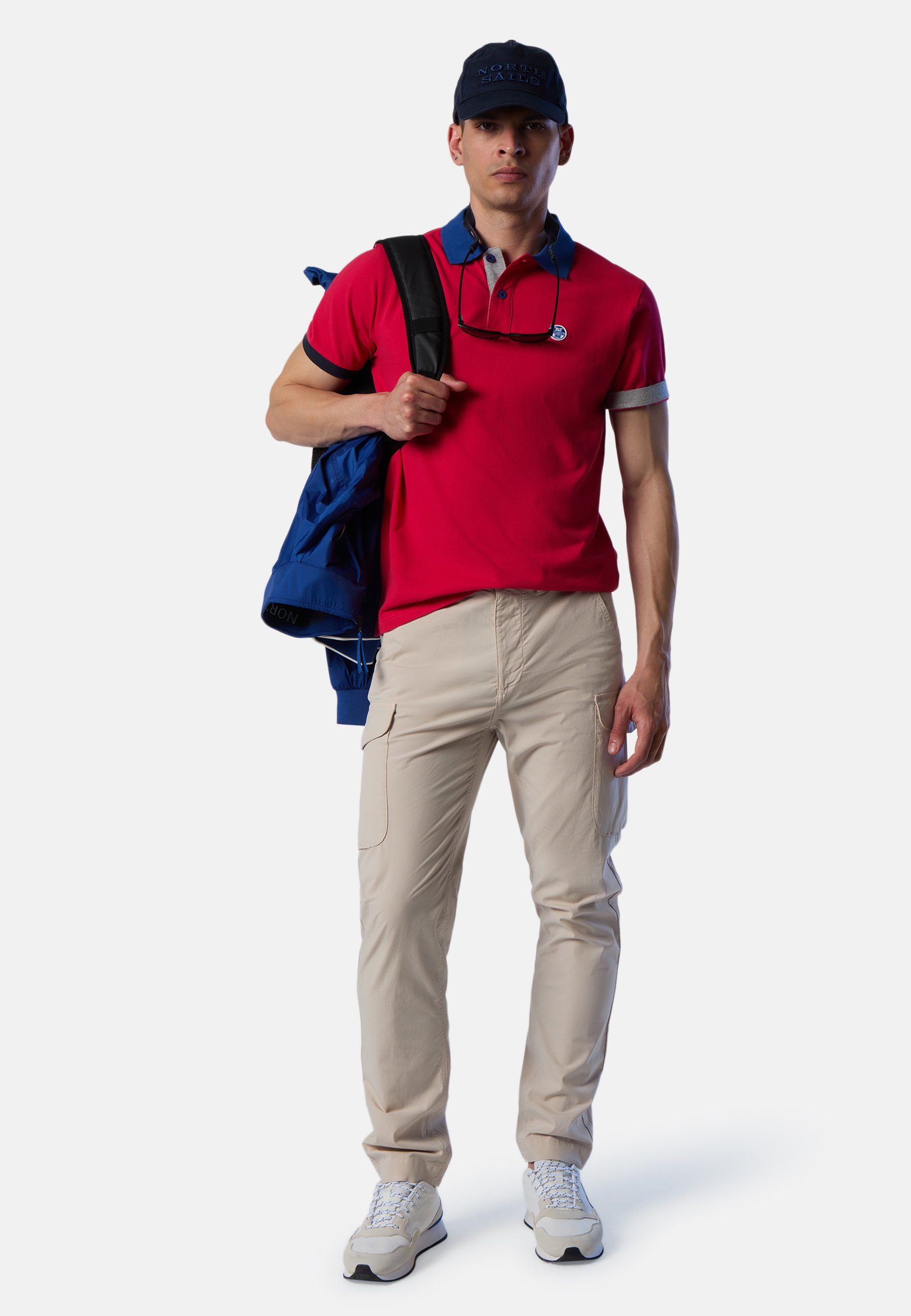 Bio-Baumwolle klassischem RED aus Poloshirt mit Design North Poloshirt Sails