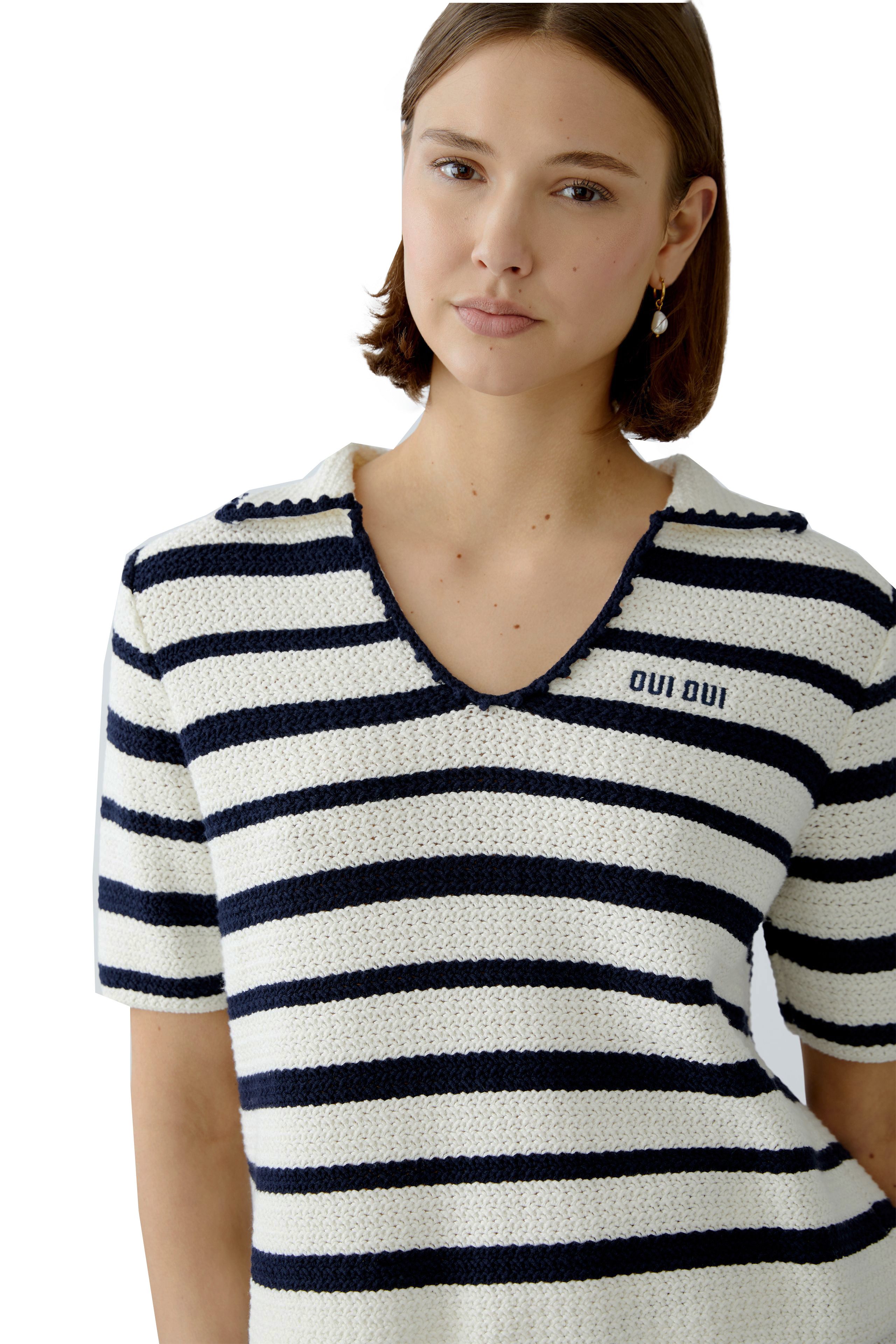Strickpullover Oui Polopullover im Streifendesign 36