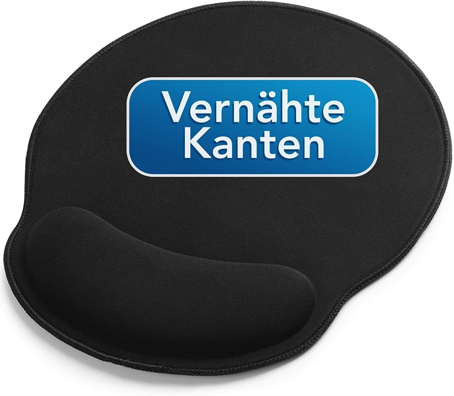 Sidorenko Mauspad mit Gelkissen - 26x23cm - Ergonomisches Mauspad mit Vernähte Kanten (schwarz), Mousepad mit Handauflage für schonende Handgelenk Haltung