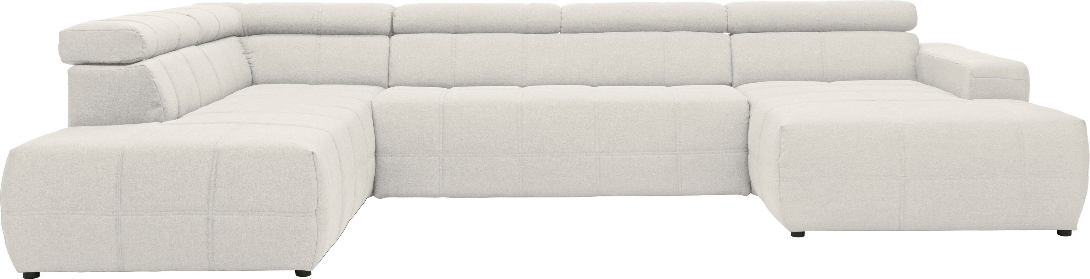 DOMO collection Wohnlandschaft Brandon, whlw. mit Sitztiefenverstellung, inkl. Nierenkissen, mit Kopfteilverstellung, wahlweise Sitztiefenverstellung, U-Form