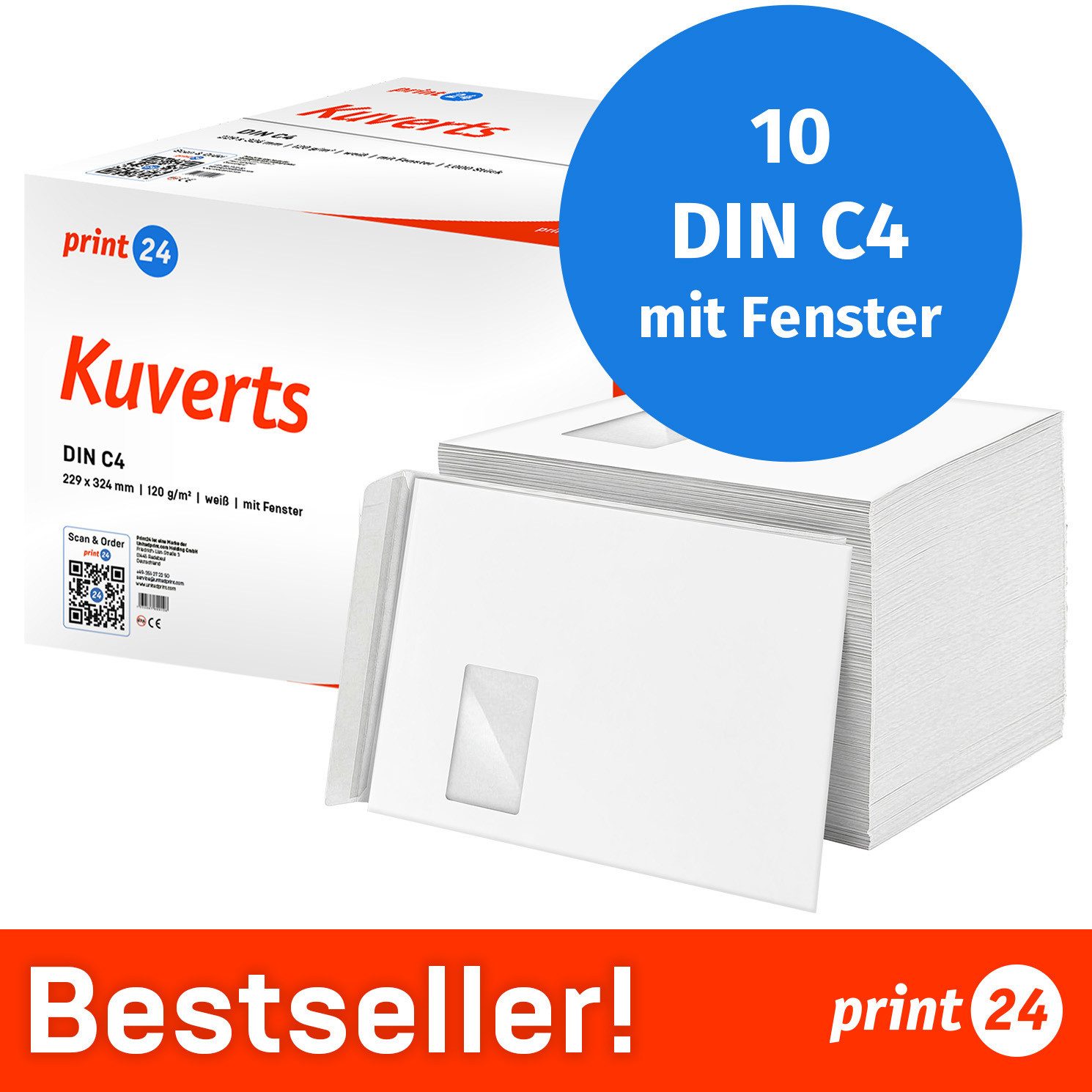 print24 Briefumschlag, Mit Fenster