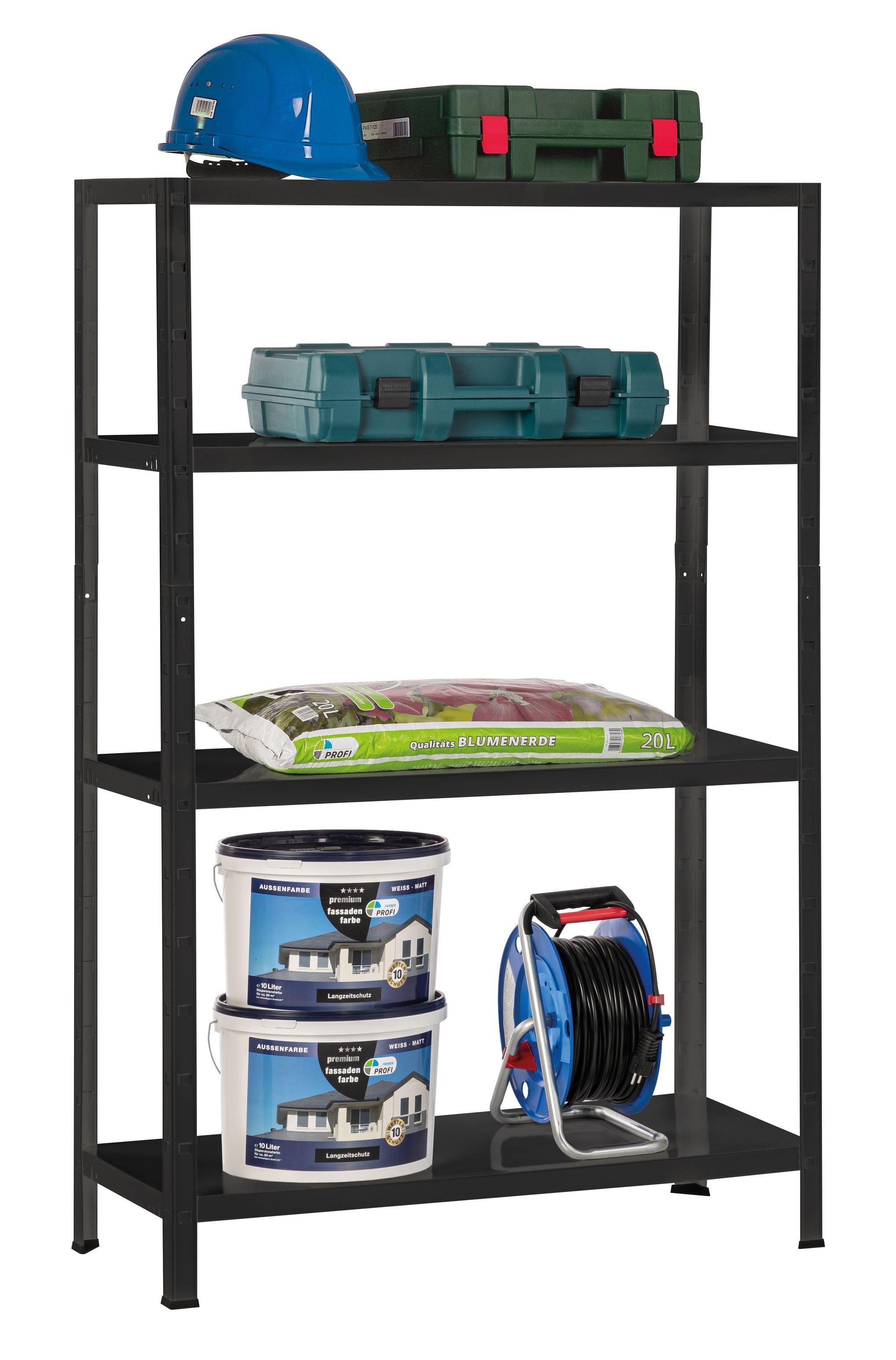 SCHULTE Regalwelt Steckregal mit 4 PowerMAX Fachböden, 65 kg Tragkraft, 180x100x35 cm (HxBxT)