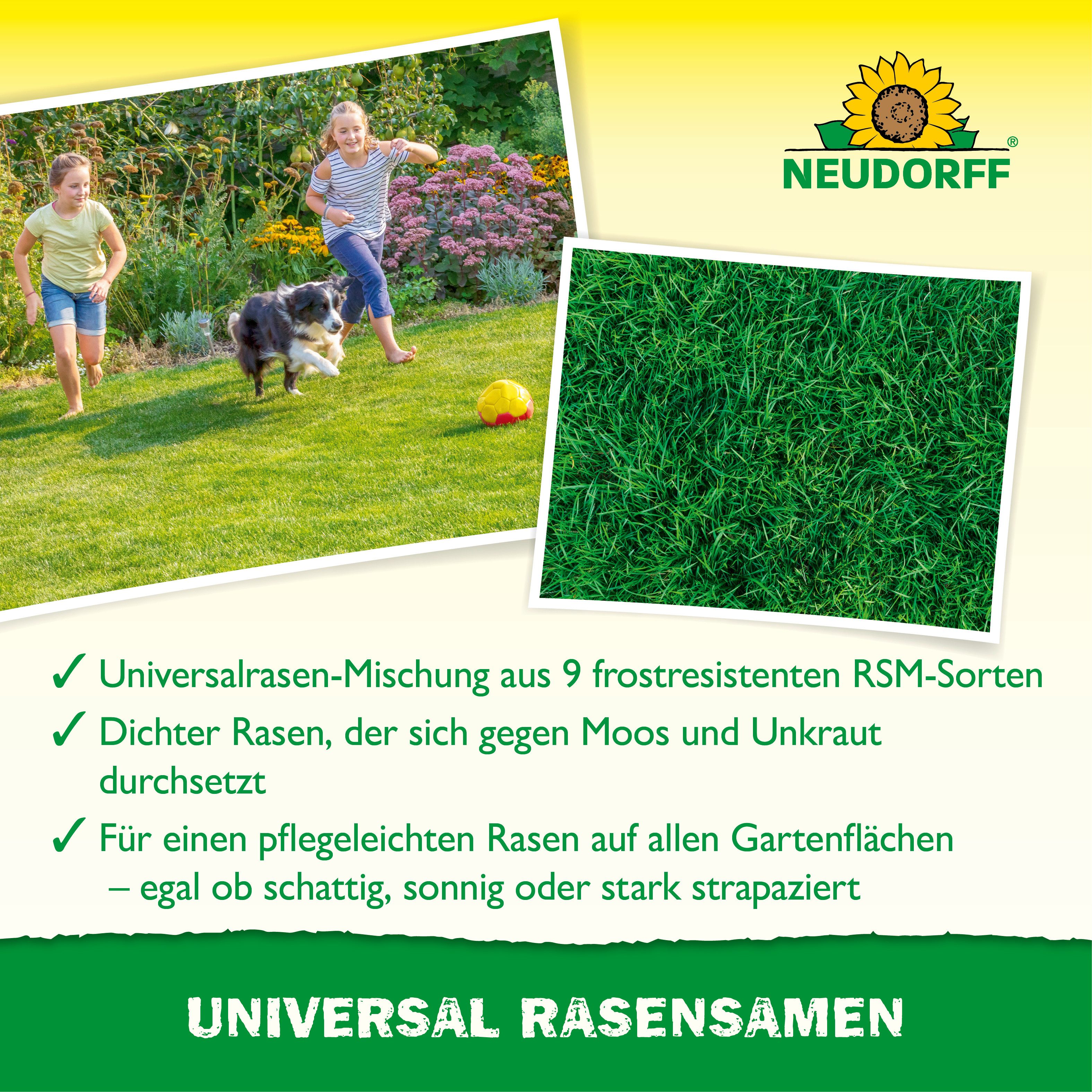 Neudorff Rasensamen UniversalRasenSamen für 50 m², 1 kg, 20 % schnelleres Keimen durch Mantelsaat – Bild 4 von 5