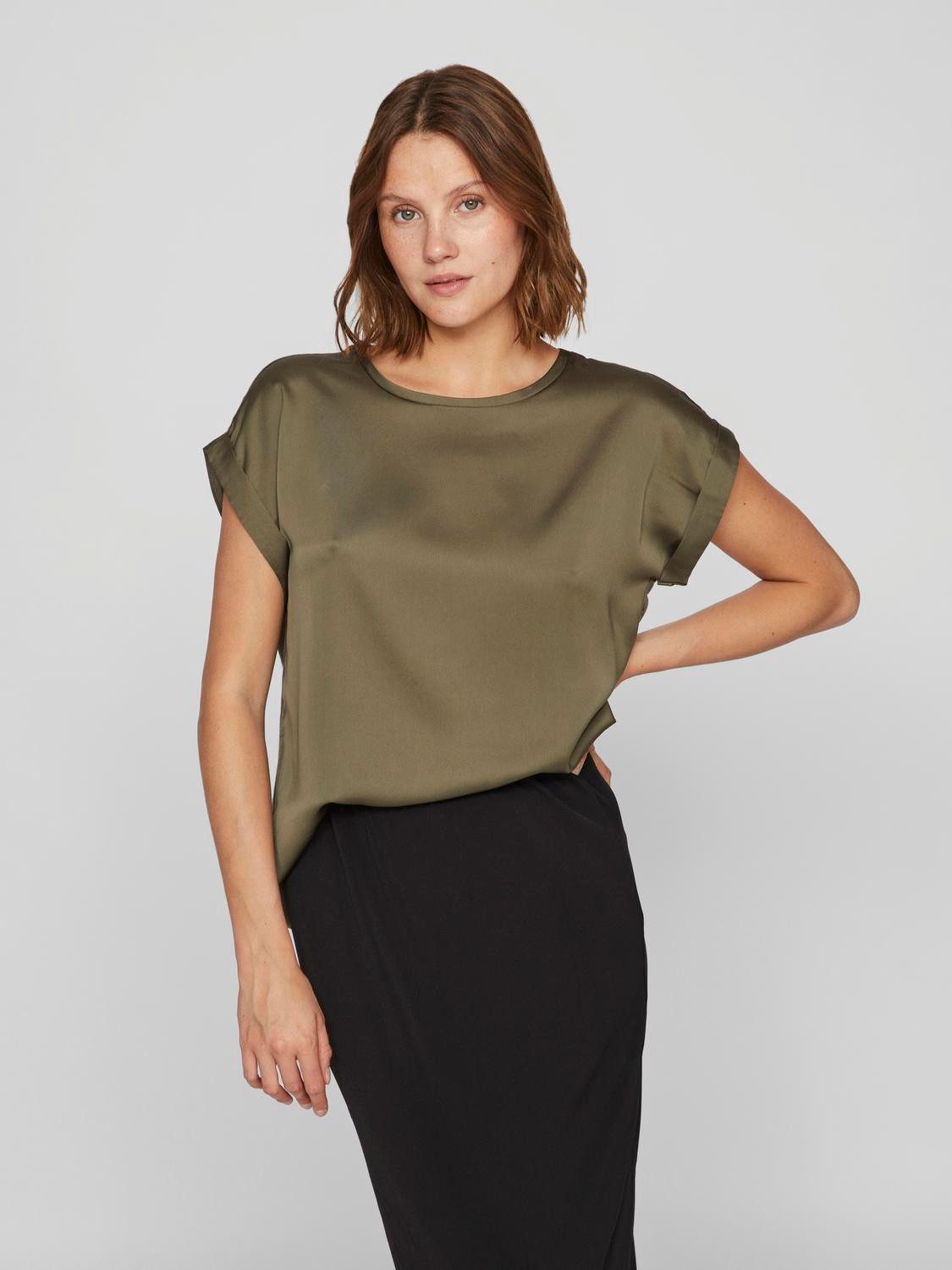 Kurzarmshirt VIELLETTE S/S SATIN TOP - NOOS