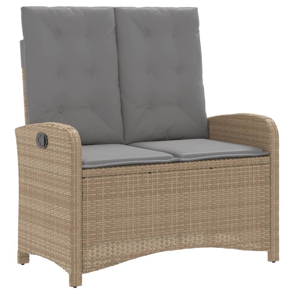 Gartenbank Gartenbank Verstellbar mit Kissen Beige Poly Rattan