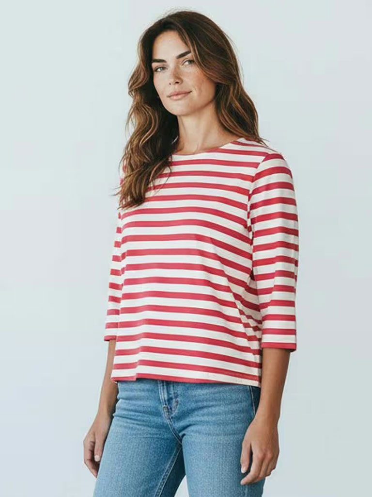 modAS 3/4-Arm-Shirt 40416 Damen Shirt mit 3/4-Arm und Streifen - Damenshirt leicht oversized