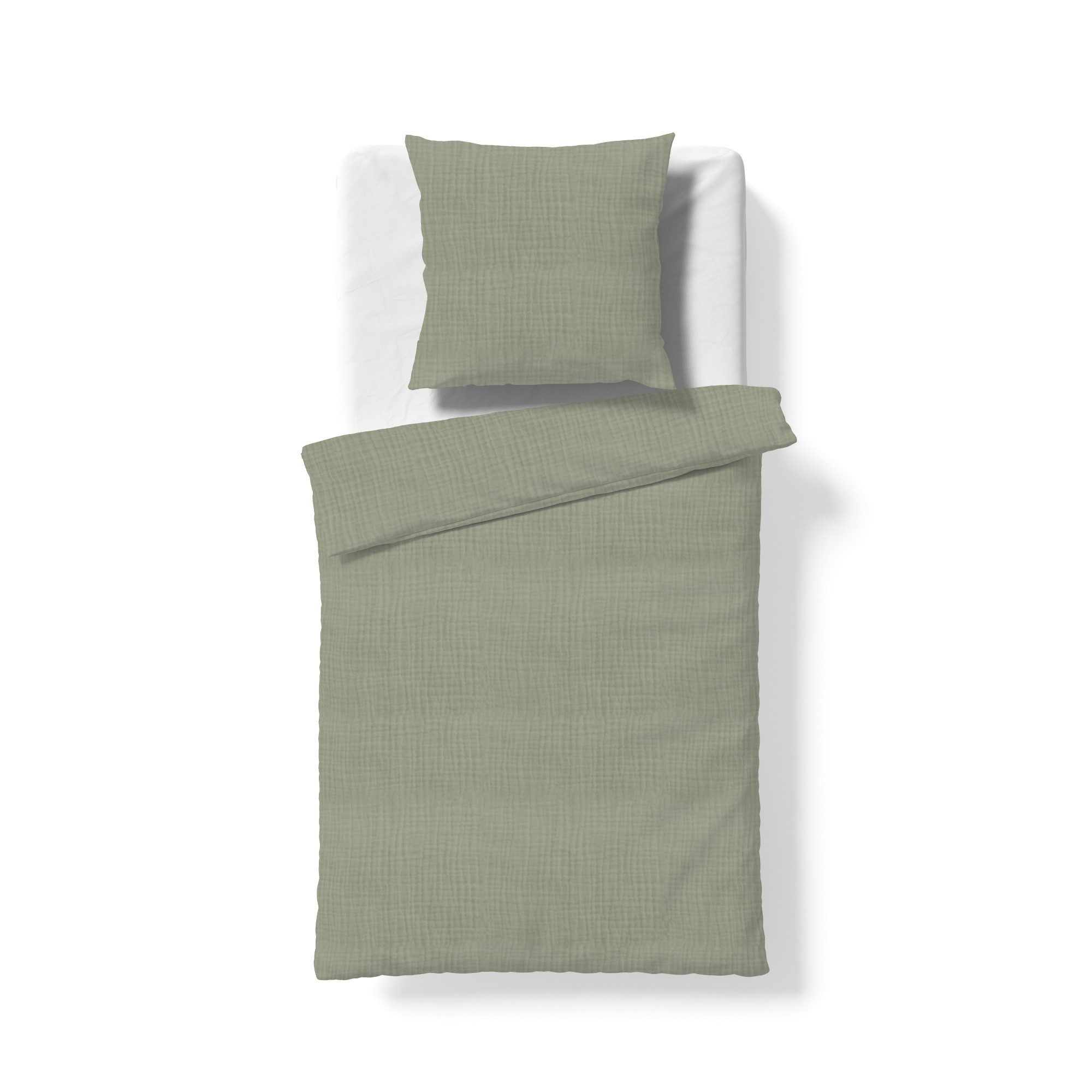 fleuresse Bettwäsche Fleuresse Musselin Bettwäsche 135x200 Faro oliv grün uni 614446-7069, Musselin, 2 teilig
