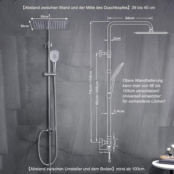 Görbach Duschsystem Duschset ohne Armatur Regendusche Überkopfbrauseset, Höhe 114 cm, 2 Strahlart(en), Hochwertiges Duschset für individuelles Wohlbefinden und Entspannung