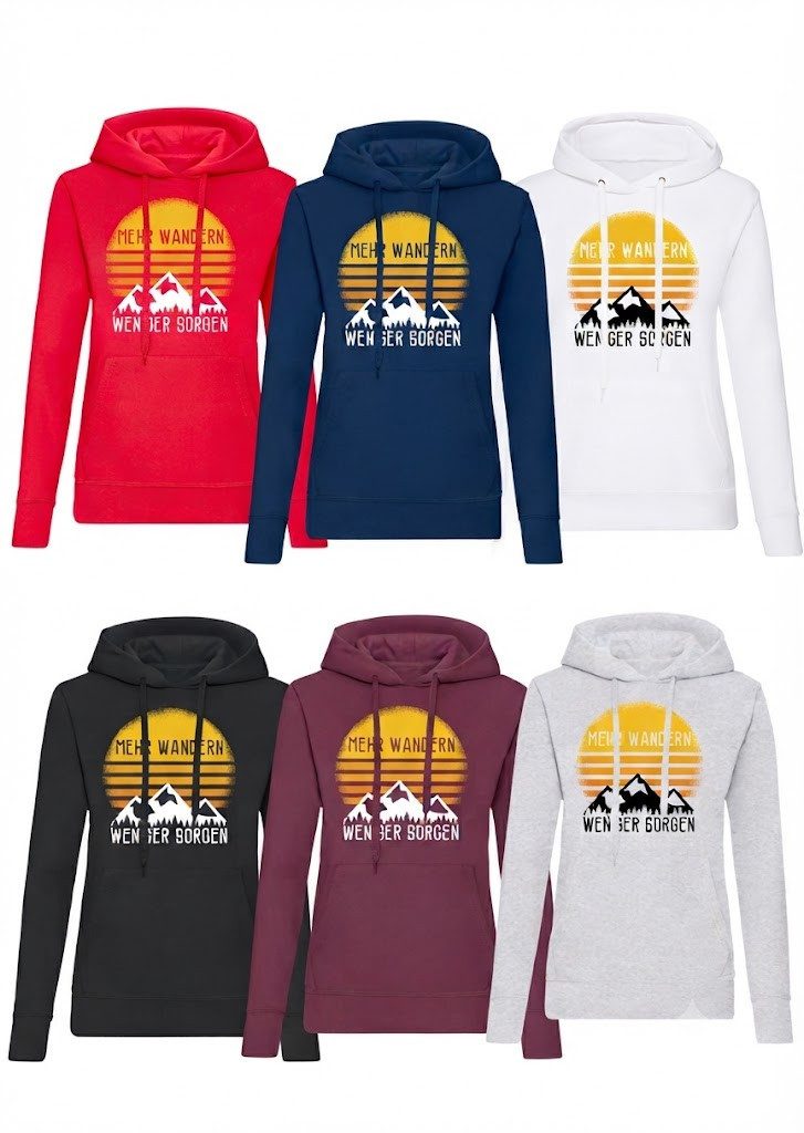 Blondie & Brownie Hoodie WandernSorgen Damen Hoodie Mehr Wandern Print Bergliebe Outdoor Stil (Einzelstück, Einzelartikel) WandernSorgen Damen Hoodie Bergliebe Edition
