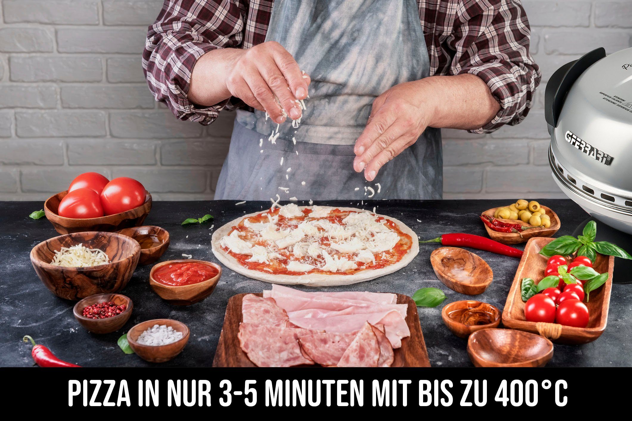Delizia Pizzaofen mit Naturstein silber, G3Ferrari G1000606 feuerfestem Grad bis 400