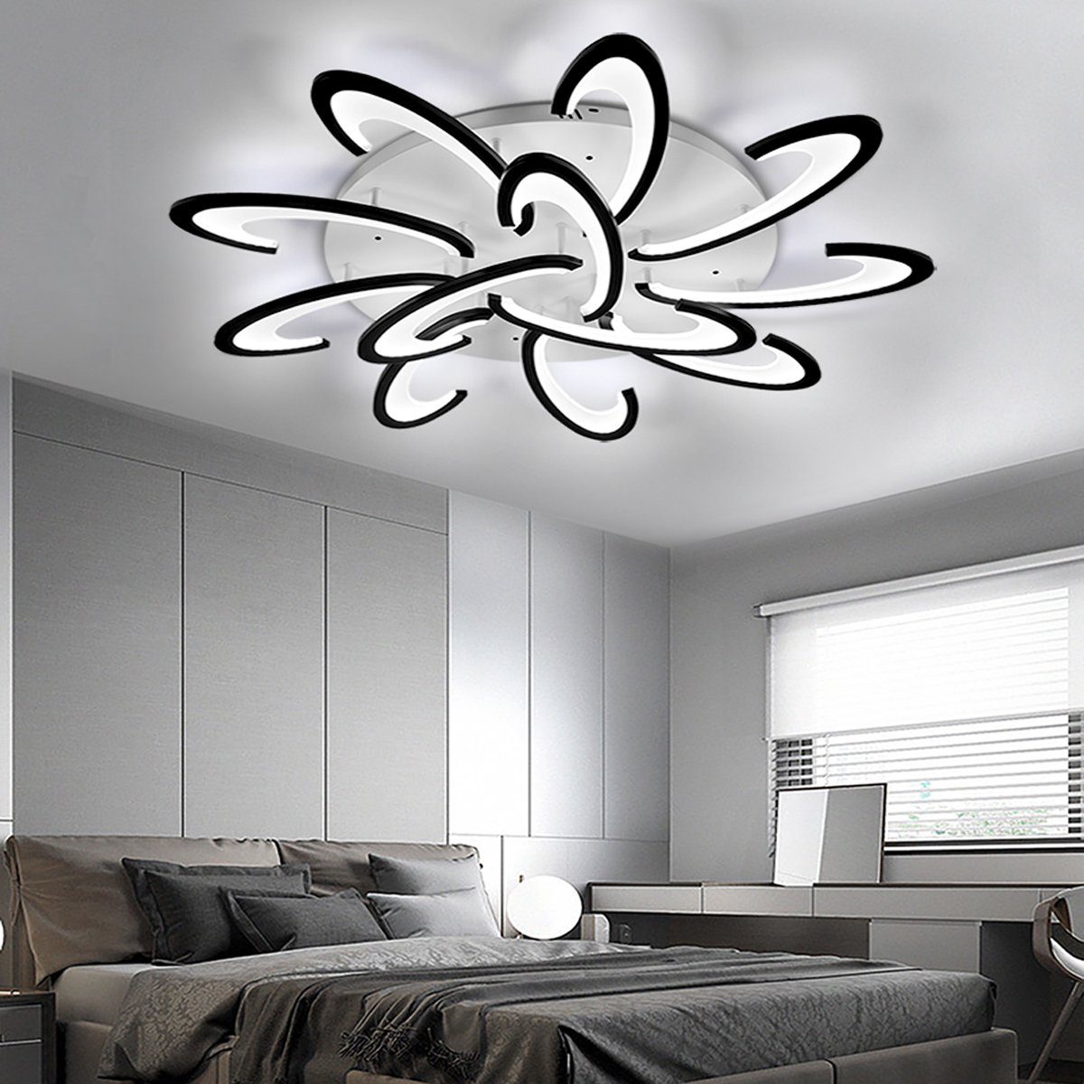 oyajia Deckenleuchte 120W Modern LED Deckenleuchte 96cm, 7200LM Dimmbar mit Fernbedienung, LED fest integriert, warmweiß kaltweiß neutralweiß, Blumenförmiges De – Bild 4 von 5