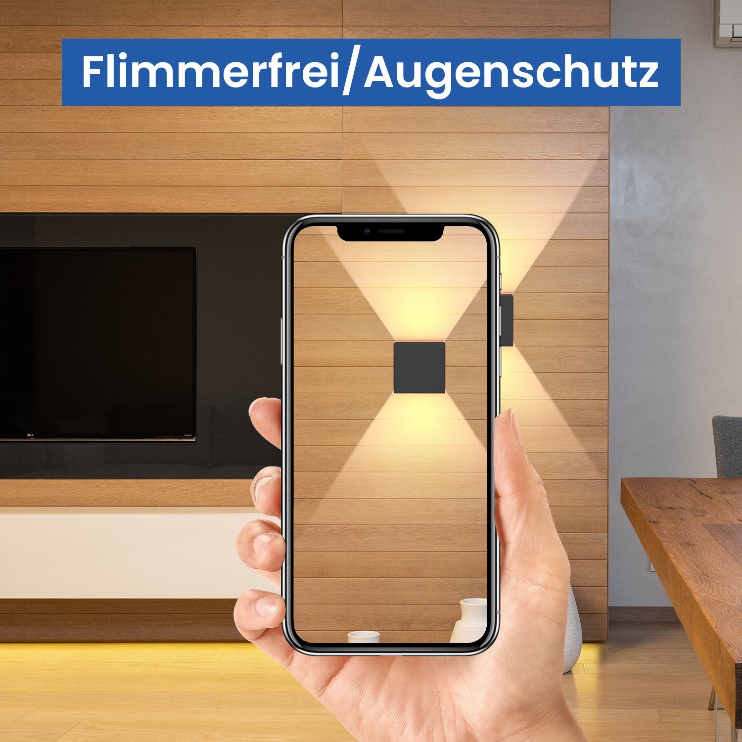 ZMH LED Außen-Wandleuchte Modern Up Down Außen-Wandleuchte Schlafzimmer Flur, LED fest integriert, Warmweiß, für Hauswand Garten Flur – Bild 4 von 5