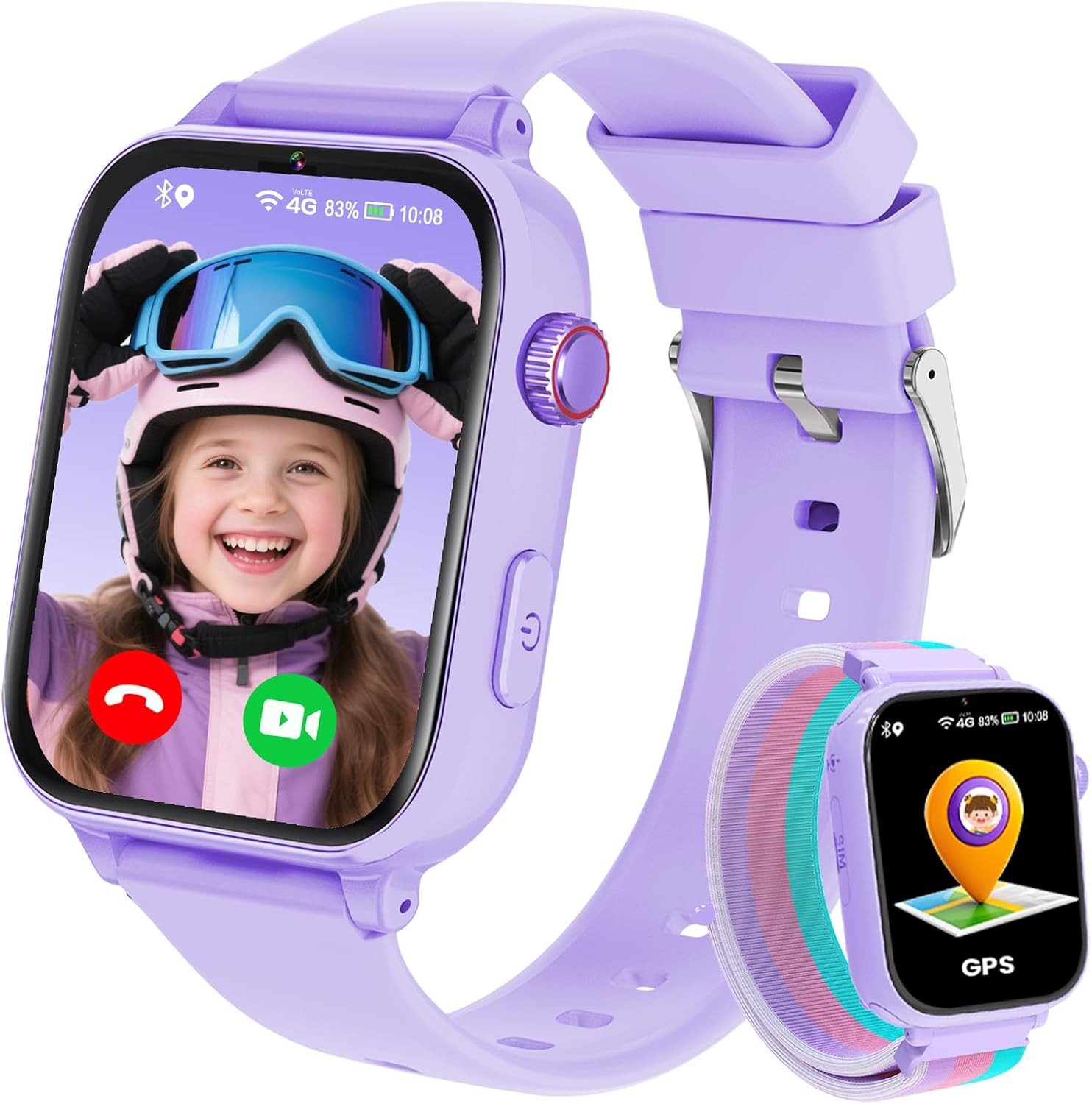 PTHTECHUS Smartwatch (5 cm, sim), KINDER-SMARTWATCH MIT GPS 4G ANRUFFUNKTION UND SPORTMODI