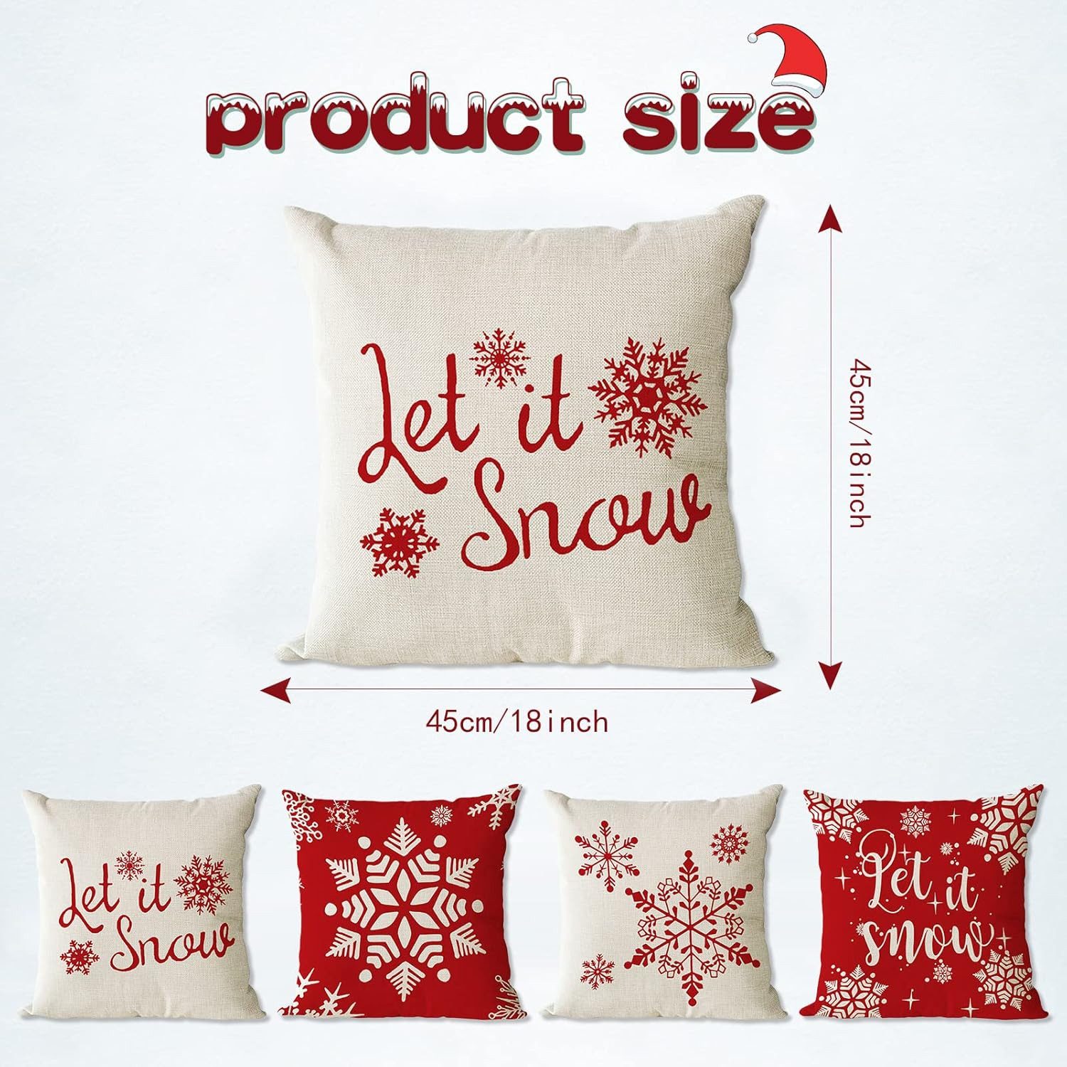 FELIXLEO Kissenbezüge Weihnachten Kissenbezug 45x45cm 4er Set Weihnachtsdeko Kissenhülle, (1 Stück)