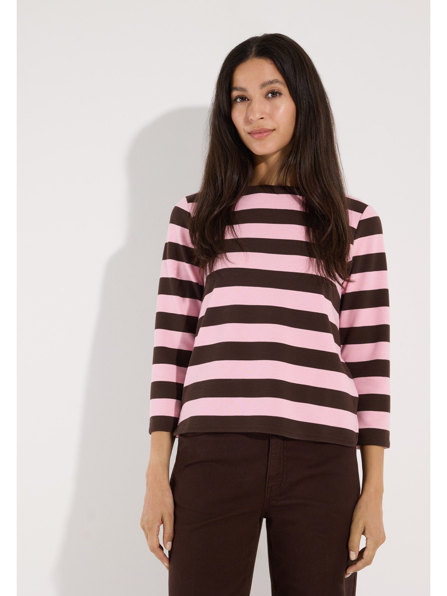 MORE&MORE 3/4-Arm-Shirt kompaktes 3/4 Arm-Boxy-Blockstreifenshirt