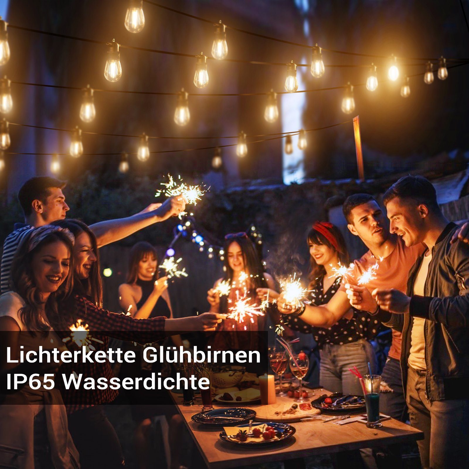 Gartenleuchte Lichterkette Outdoor Anschließbar 15 Weihnachtsdeko, Quntis für S14 LED-Lichterkette 16M/31M Birnen