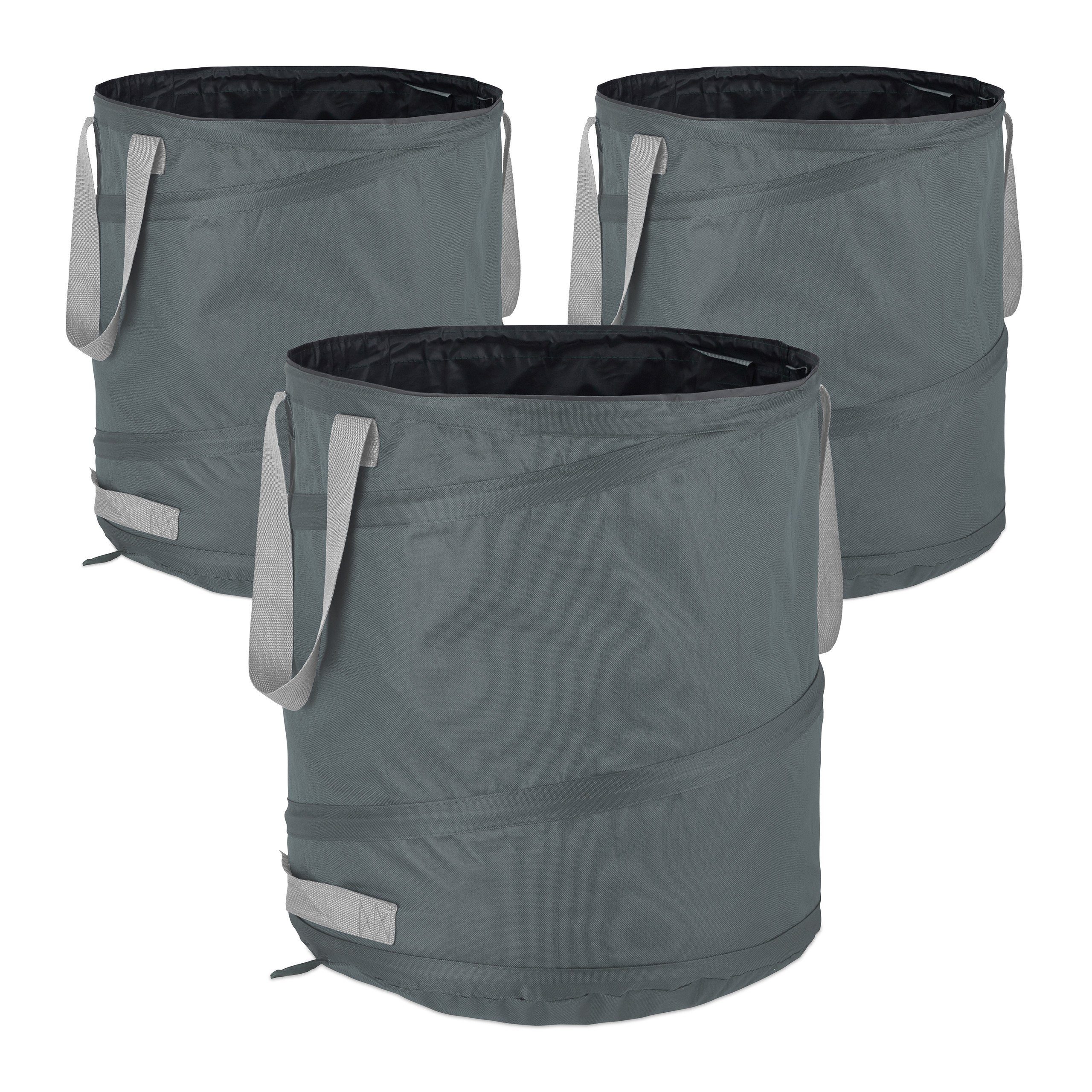 Gartensack 3er Set Pop Up Laubsack 85 L grau