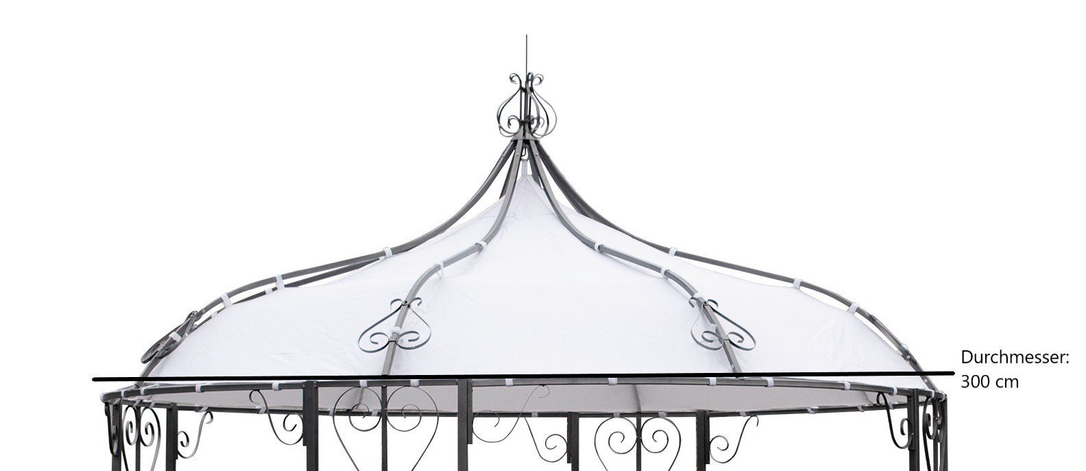 DEGAMO Pavillon-Ersatzdach BURMA, rund 300cm, Polyester PVC-beschichtet weiß, wasserdicht