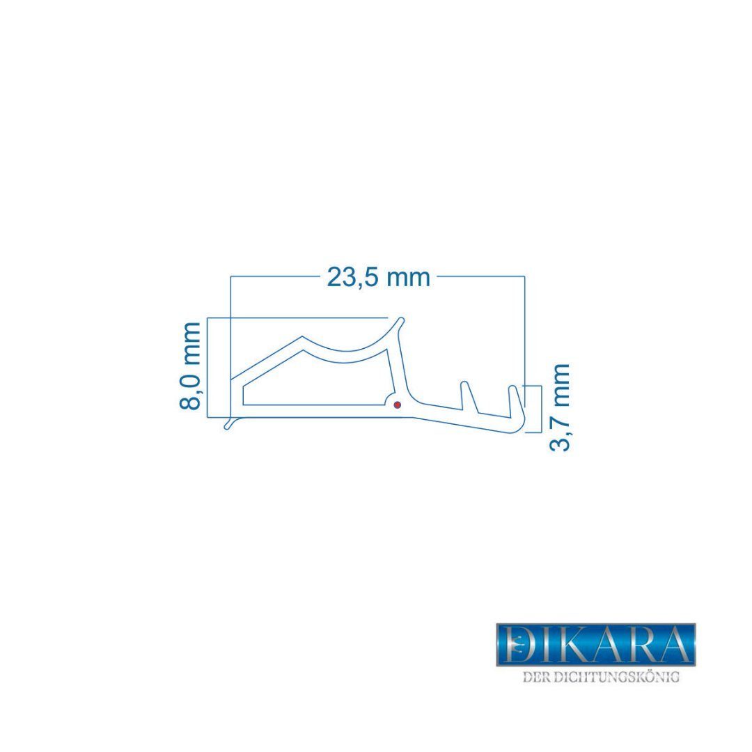 Dikara Dichtungsband Stahlzargendichtung Höhe 8mm Breite 23,5mm Falz Gummidichtung, Antidehnungsfaden, TPE, thermoplatisches Elastomer