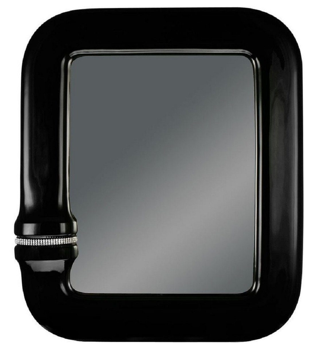 H. x Kette Luxus x Wandspiegel - Rechteckiger Luxus 80 Casa Spiegel cm Qualität 70 Kristallglas Padrino mit Schwarz 8 - Keramik Spiegel