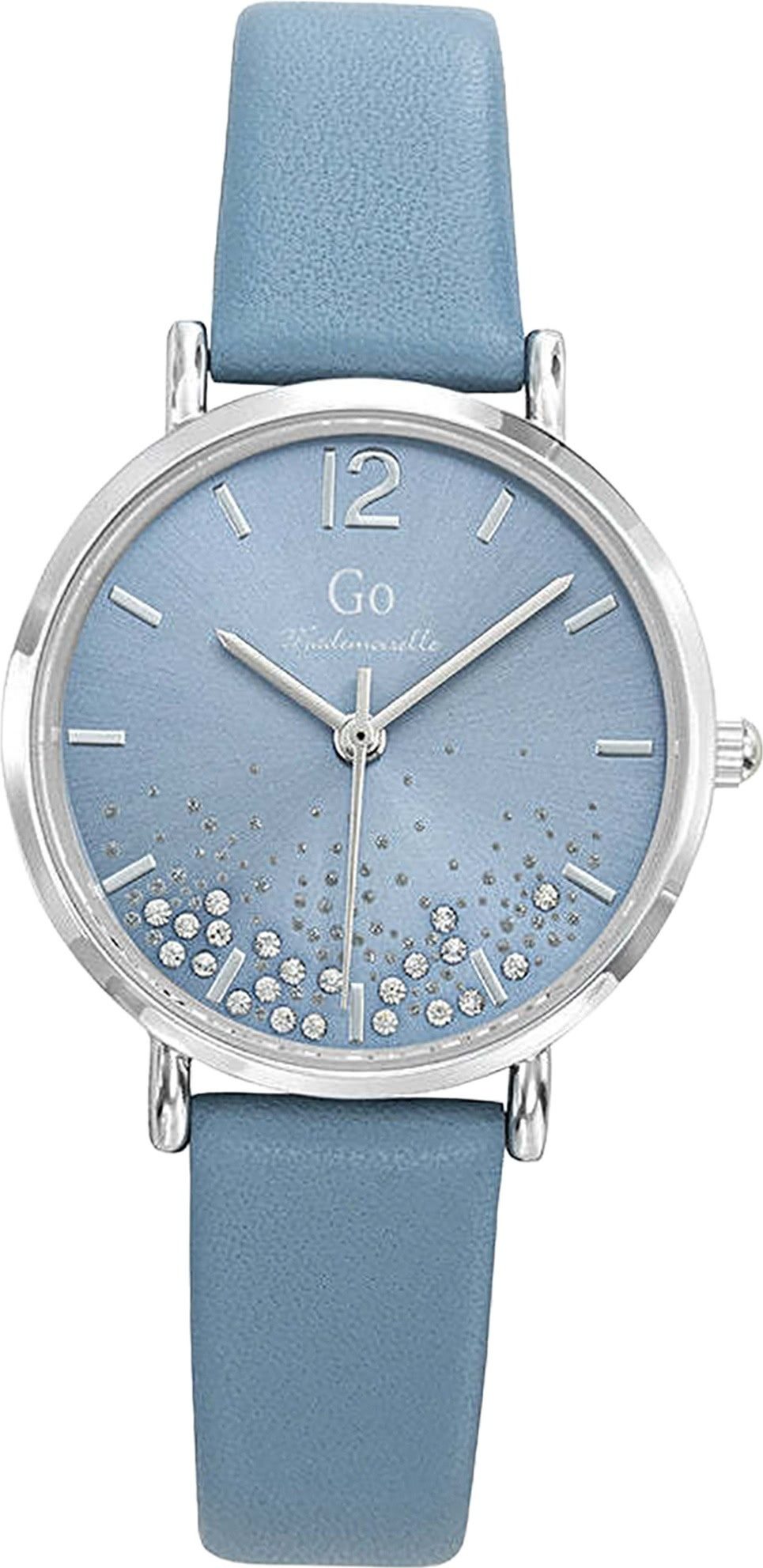 Girl Only Quarzuhr Girl Only GO Damen Armbanduhr, (Analoguhr), Damenuhr GO blau, mittel (ca. 32mm) Lederarmband, Fashion-Style