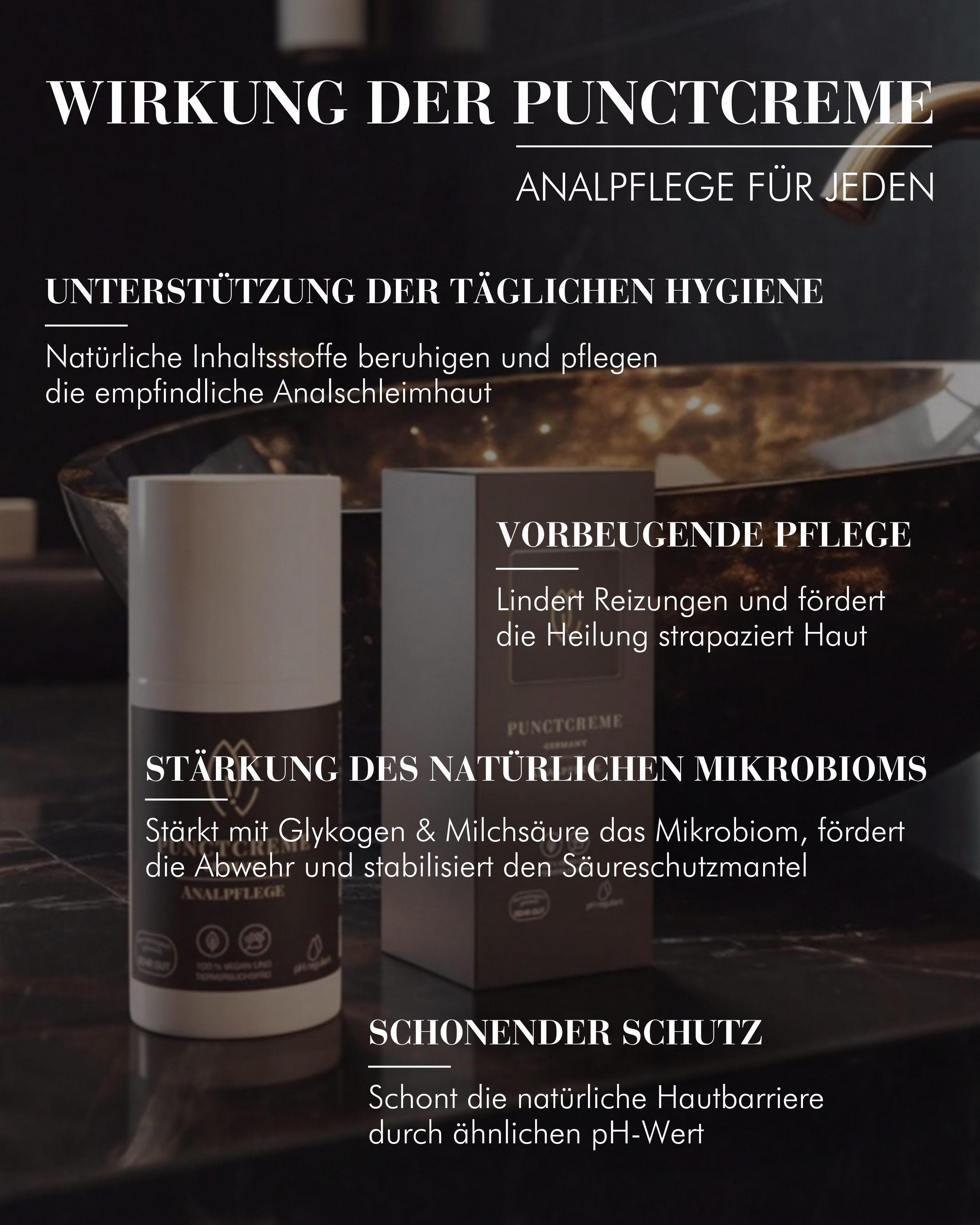 MW19 Skincare GmbH Körpercreme PUNCTCREME ANALPFLEGE - Vom Magen-Darm-Facharzt entwickelt, Mit 30ml Inhalt, mit 5ml Inhalt